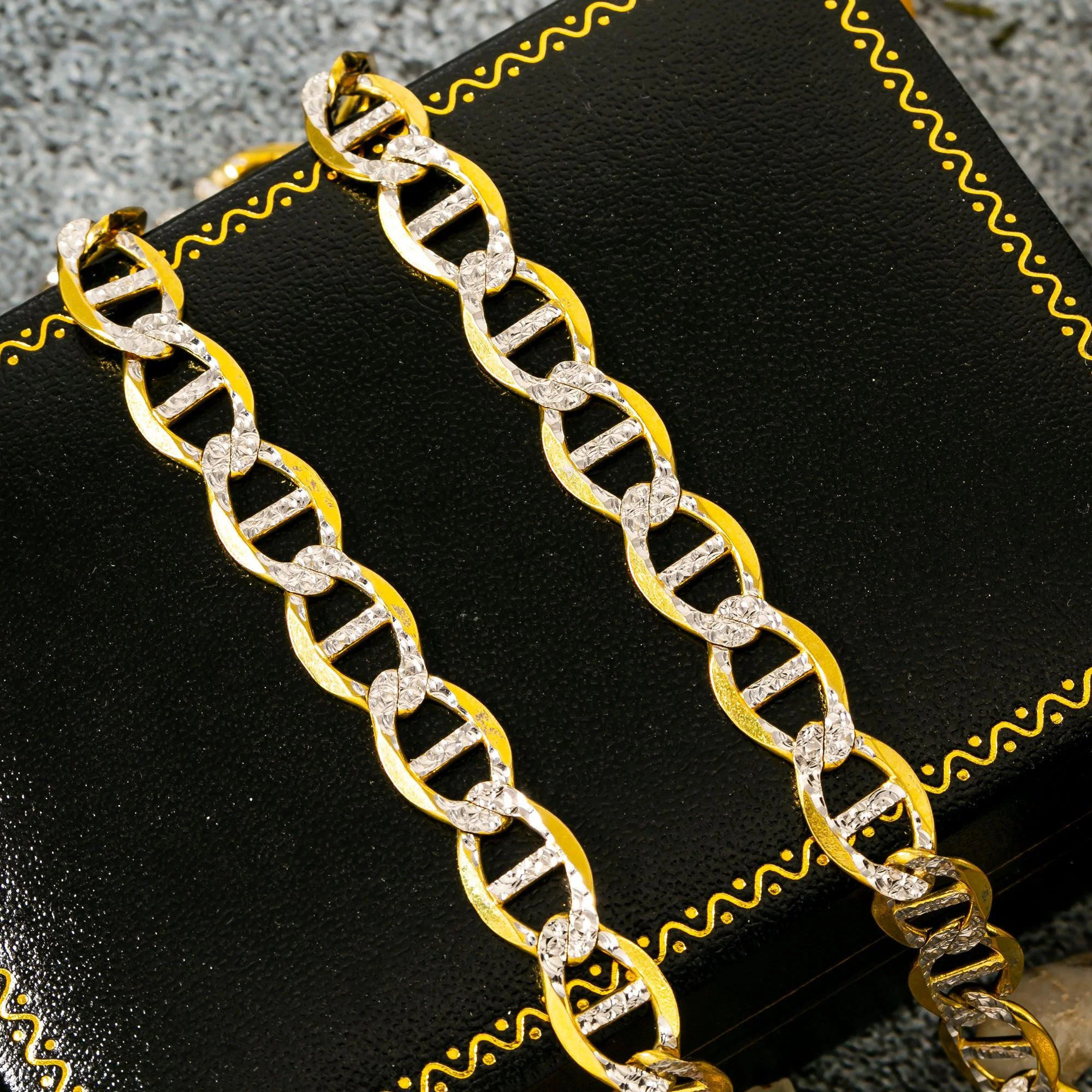 10k Yellow Gold 9mm Diamond Cut Pave Gucci Chain Available In Sizes 18"-26" - Image 2