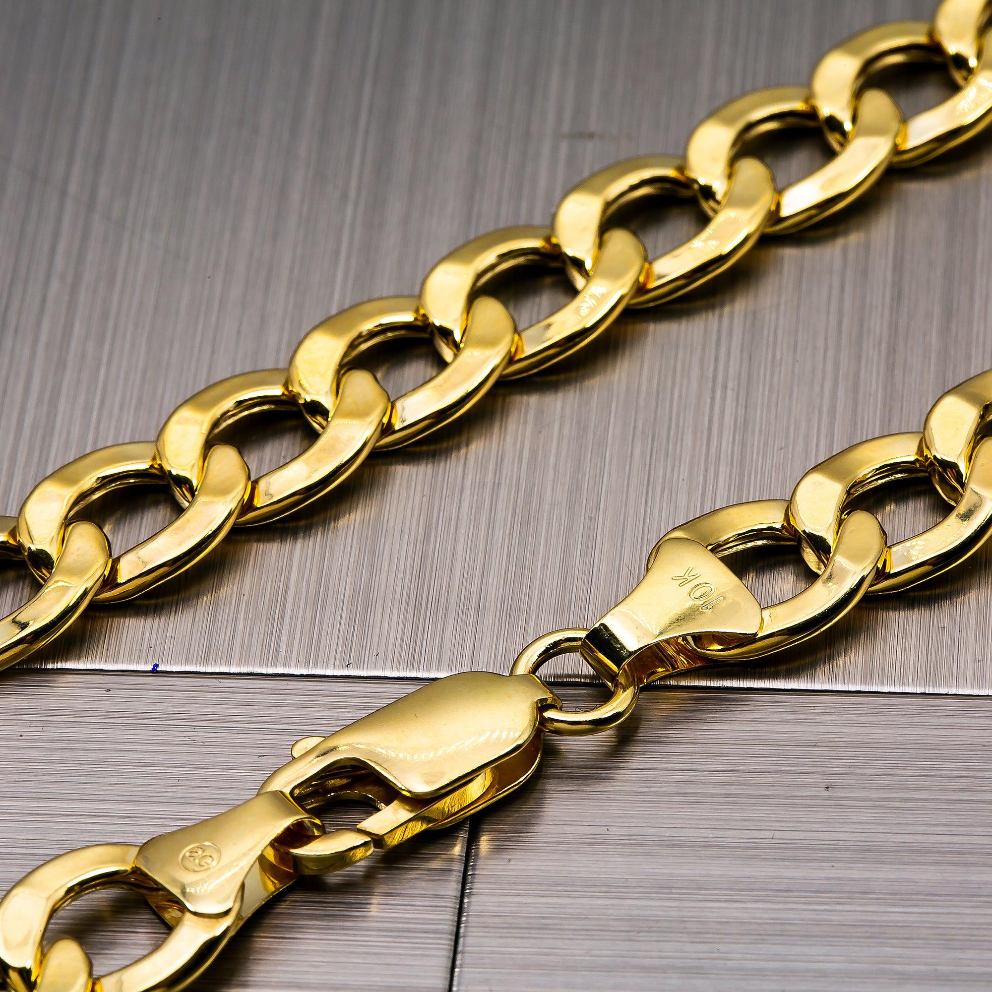 10K Yellow Gold 9mm Hollow Cuban Link Chain Available In Sizes 18"-26" - Image 4