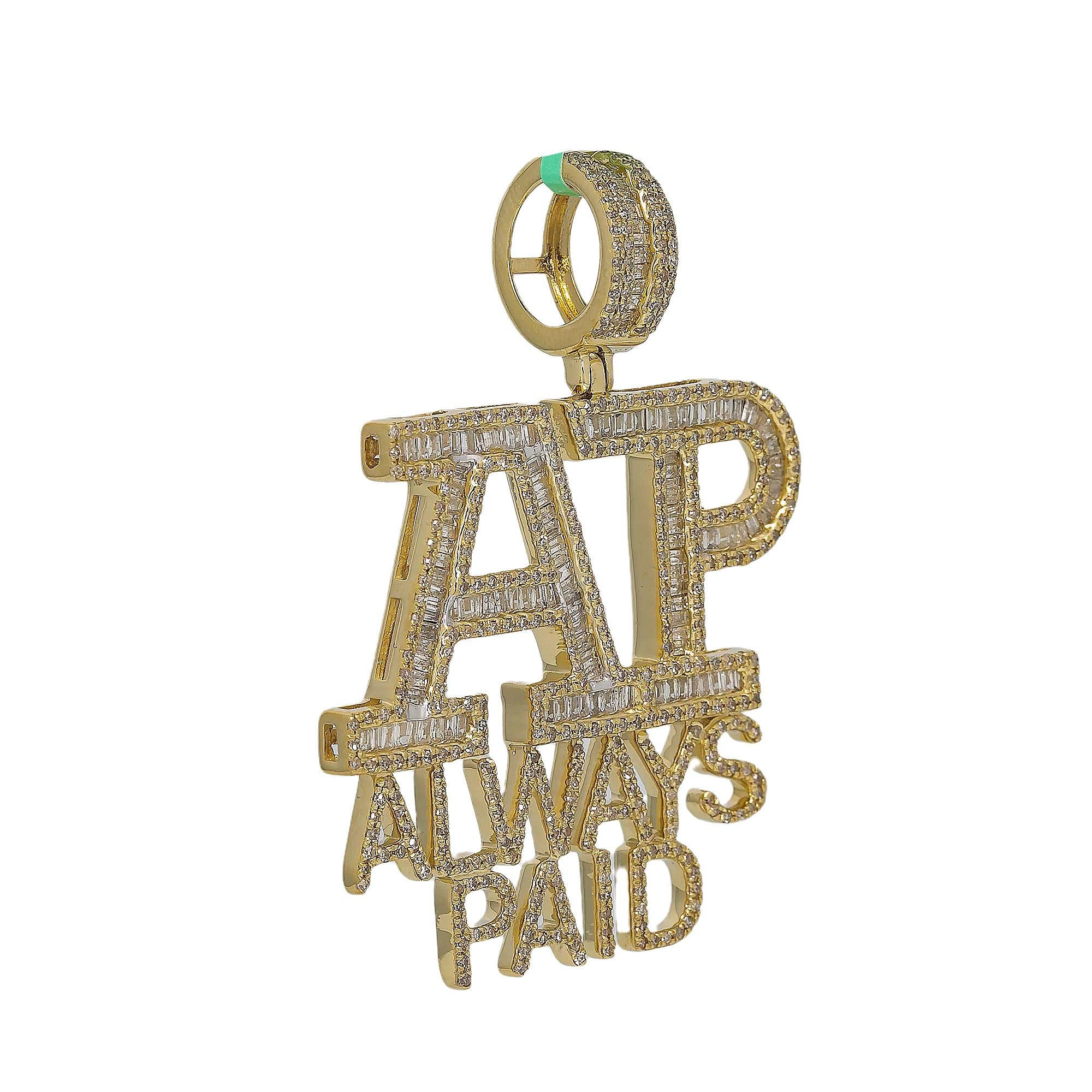 10K YELLOW GOLD "AP ALWAYS PAID" PENDANT WITH 1.65 CT DIAMONDS - Image 3