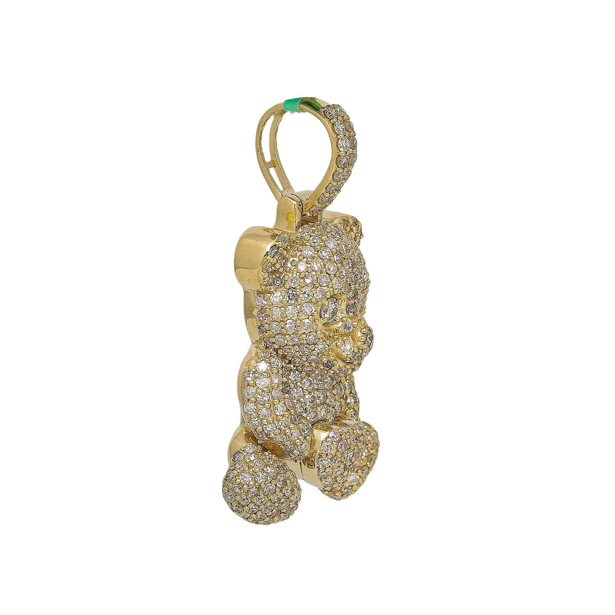 10K YELLOW GOLD BEAR PENDANT WITH 3.00 CT DIAMONDS - Image 3