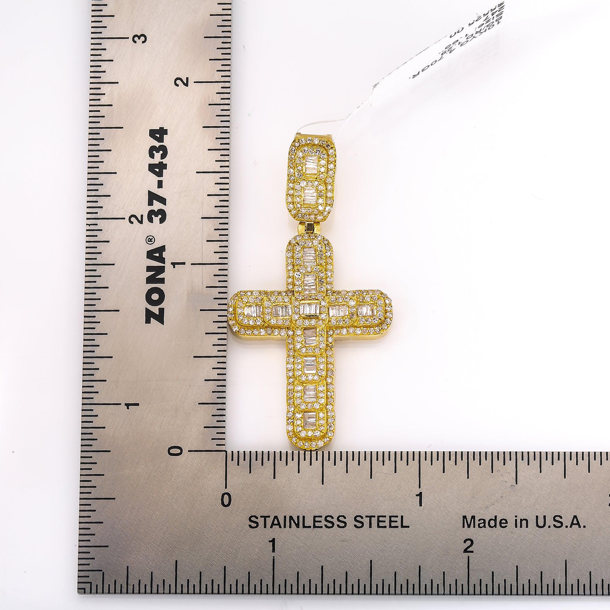 10K YELLOW GOLD DIAMOND CROSS PENDANT - Image 2
