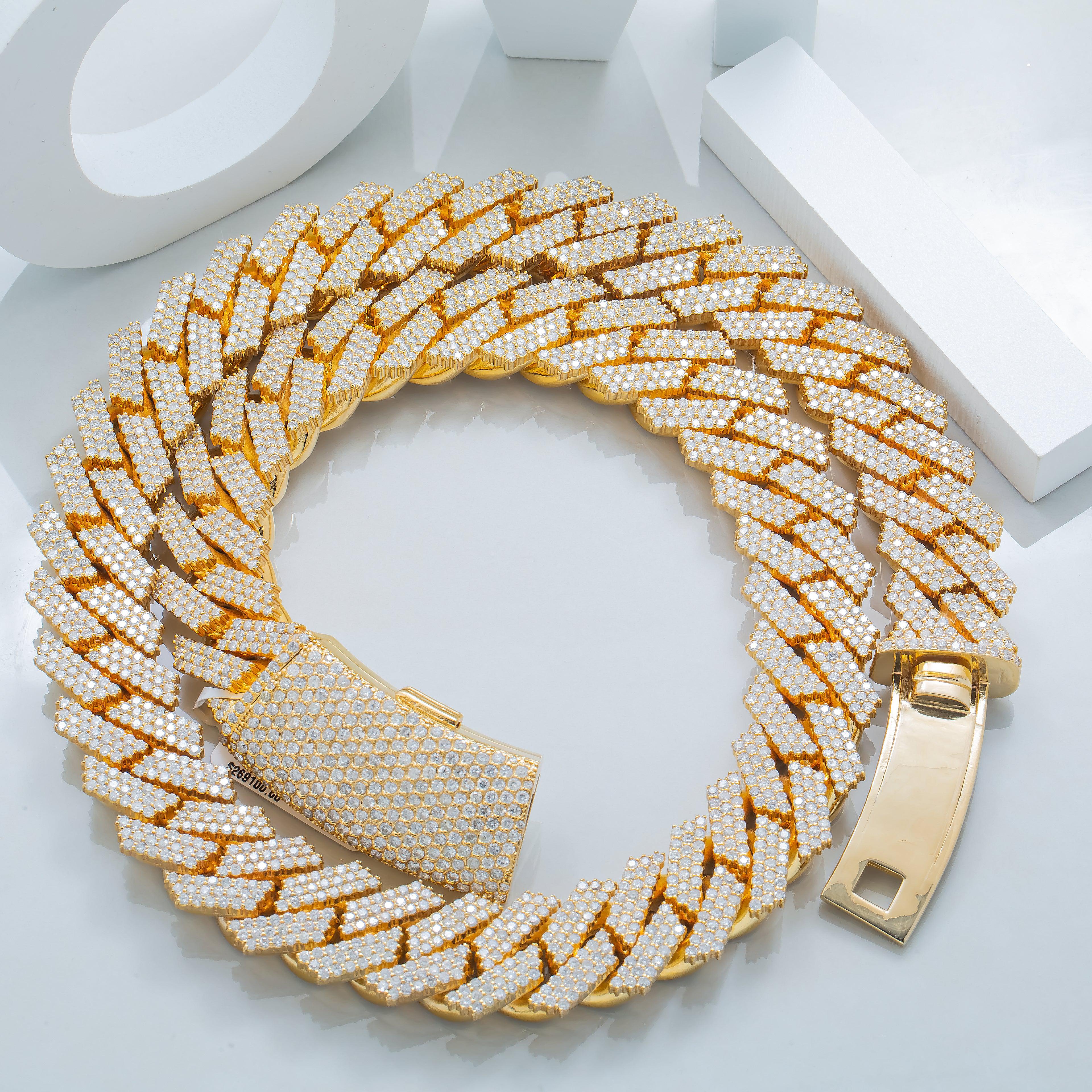 10K GOLD DIAMOND 22"/18MM PRONG CUBAN LINK CHAIN 42.45 CT - Image 2