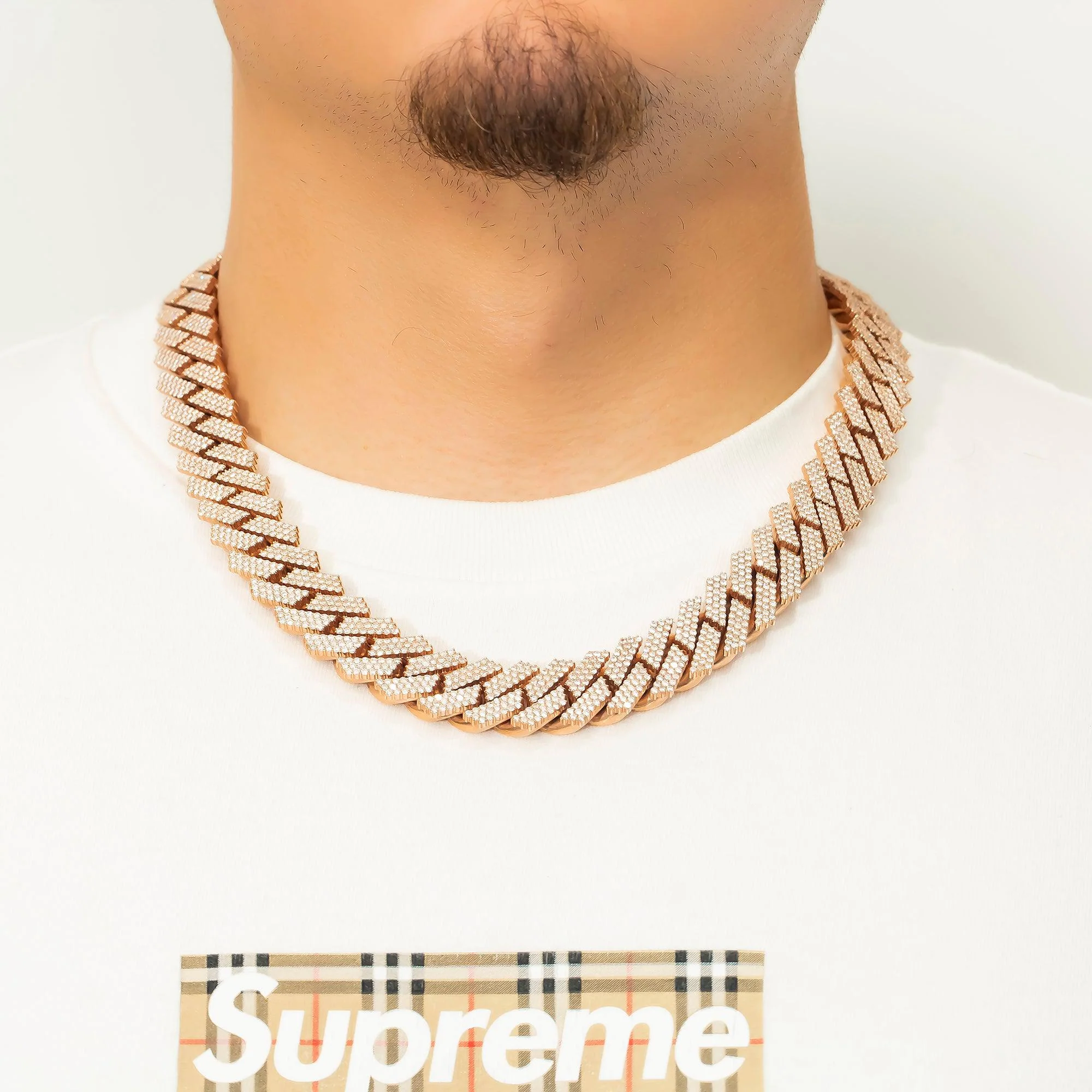 10K GOLD DIAMOND 22"/18MM PRONG CUBAN LINK CHAIN 42.45 CT - Image 6