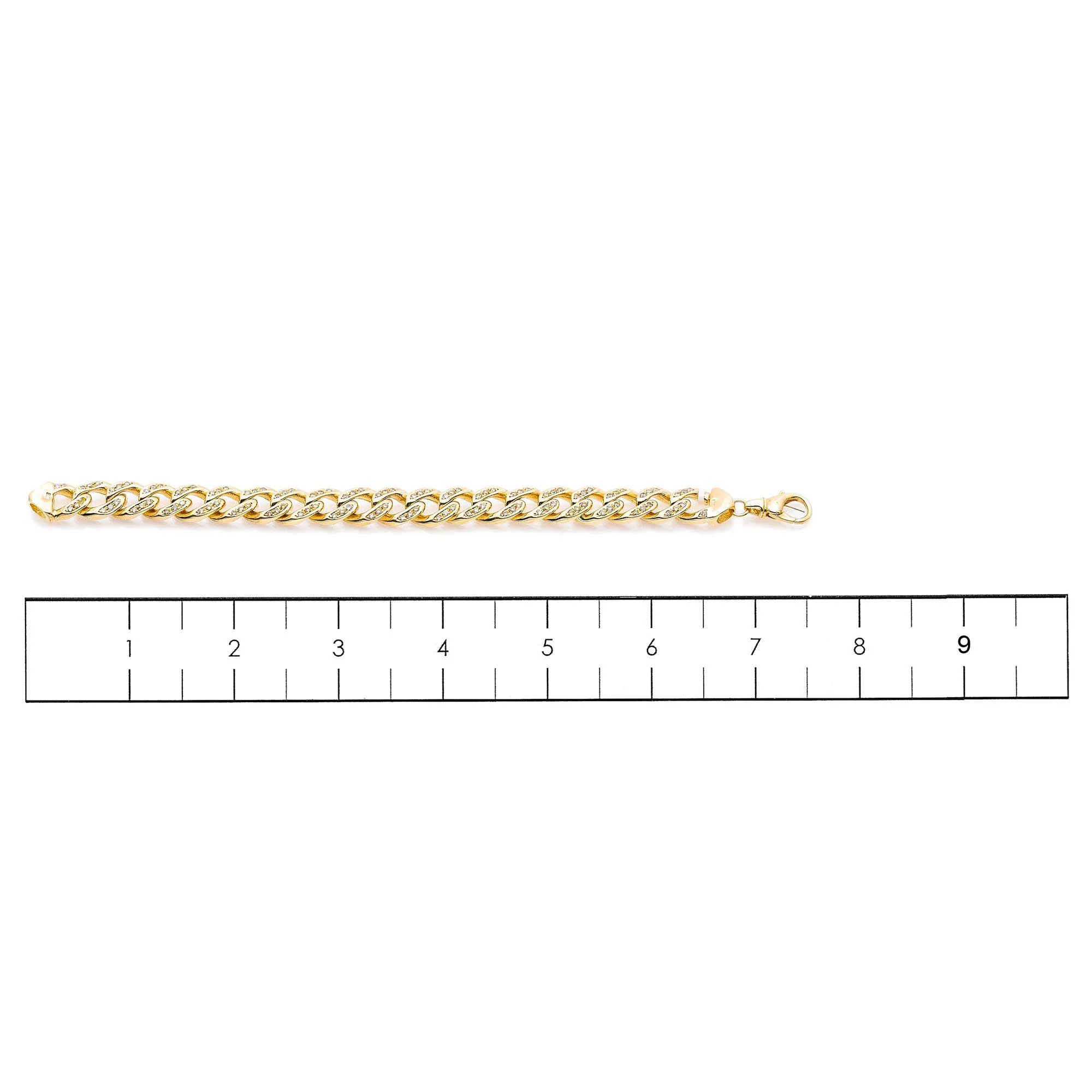 10K YELLOW GOLD 10MM / 8.5" CUBAN BRACELET WITH DIAMONDS - Image 3