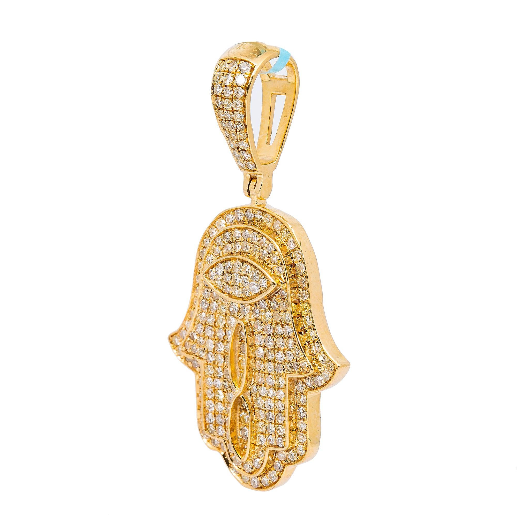 10K YELLOW GOLD HAMSA WITH 1.62 CT BAGUETTE DIAMONDS - Image 3