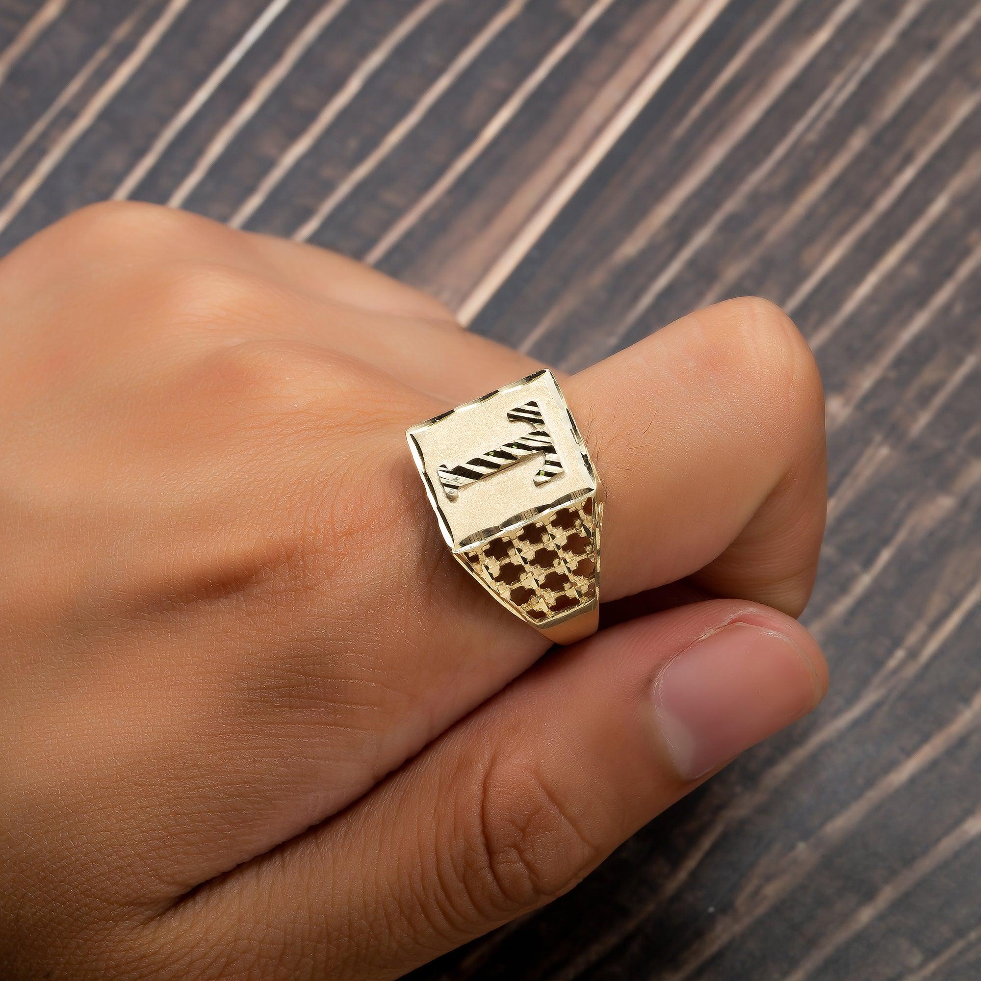 10K Yellow Gold Initial A-Z Rings - Image 19