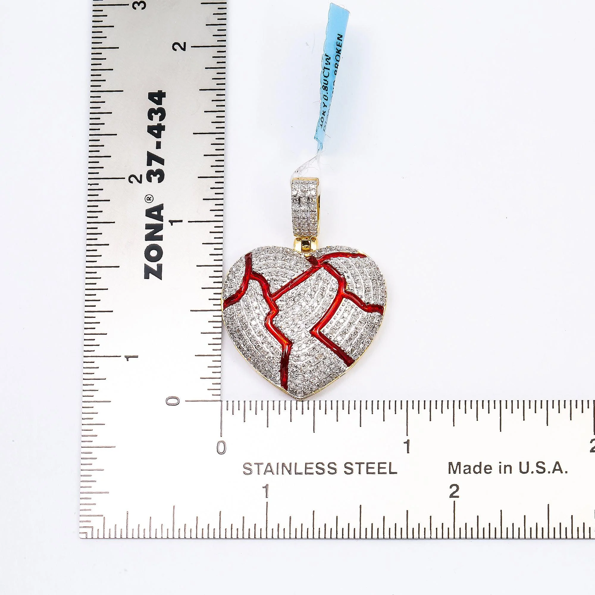 10K YELLOW GOLD LADIES  BROKEN HEART  PENDANT WITH 0.80 CT DIAMONDS - Image 4