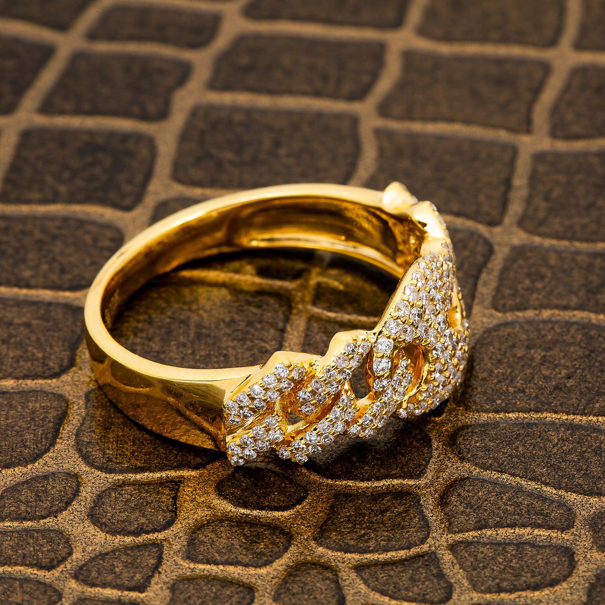 10K YELLOW GOLD DIAMOND CUBAN PUFF LINK RING 0.60 CT - Image 3