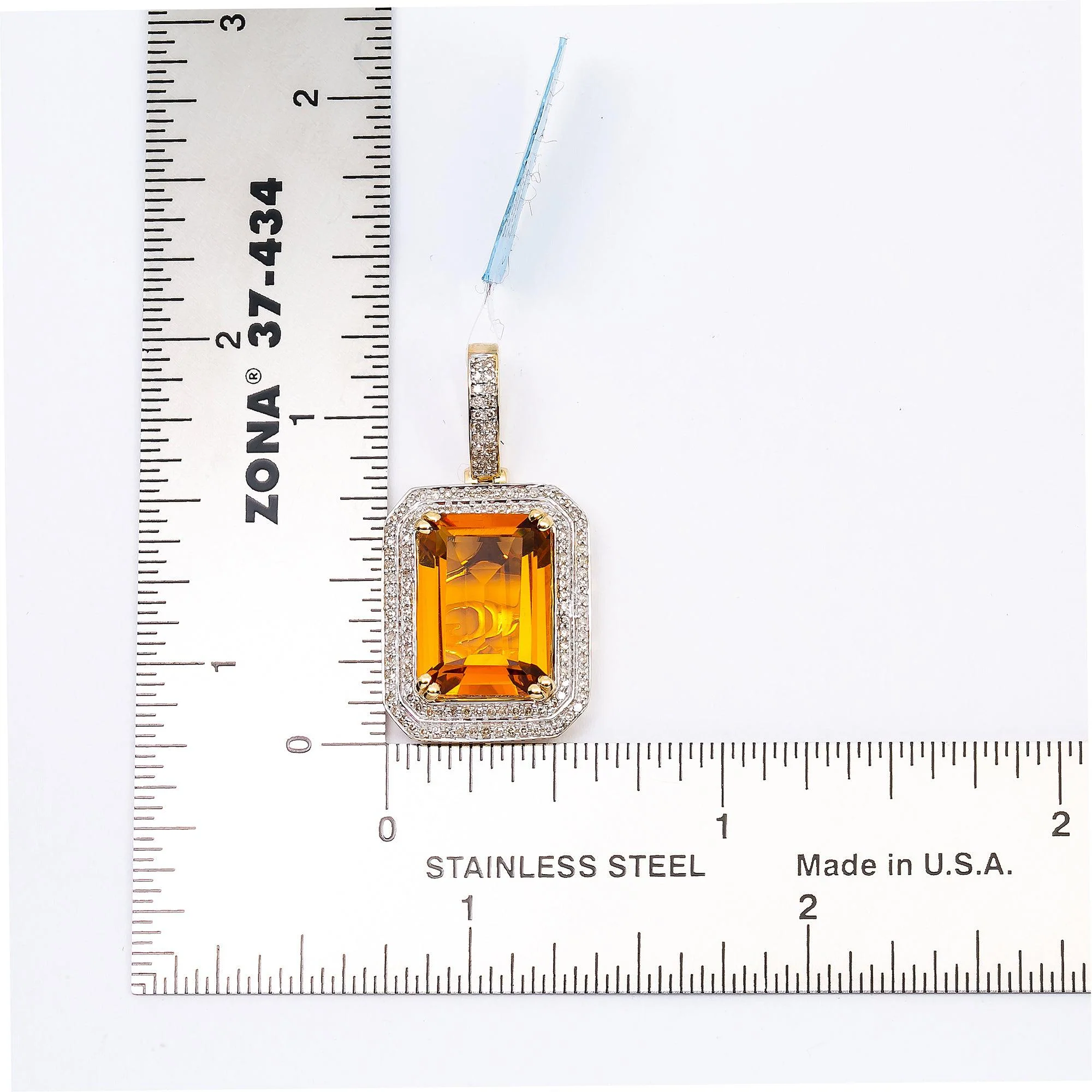 10K YELLOW GOLD LADIES  RECTANGULAR   PENDANT WITH 0.60 CT DIAMONDS - Image 4