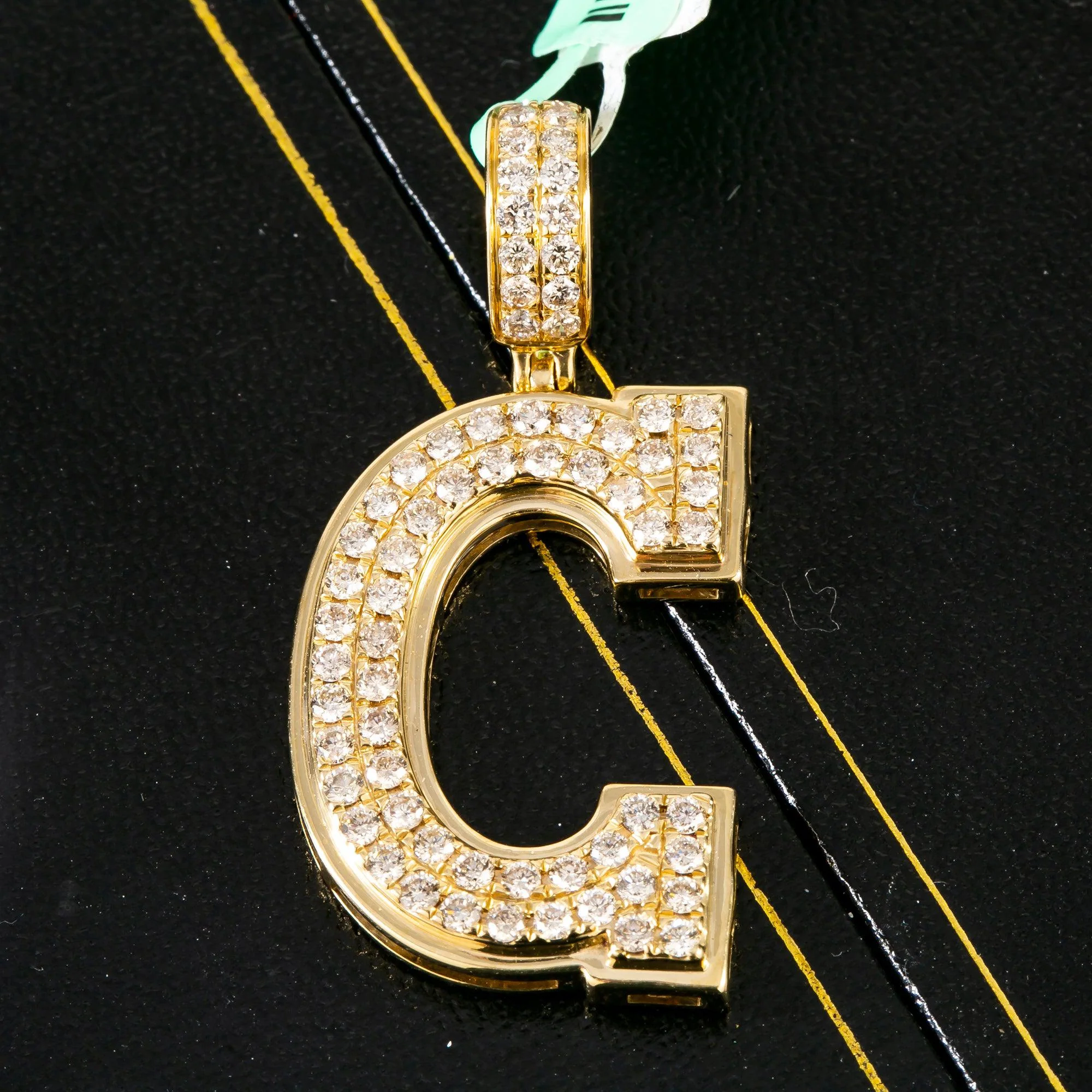 10K YELLOW GOLD LETTER C PENDANT WITH 2.85 CT DIAMONDS - Image 2