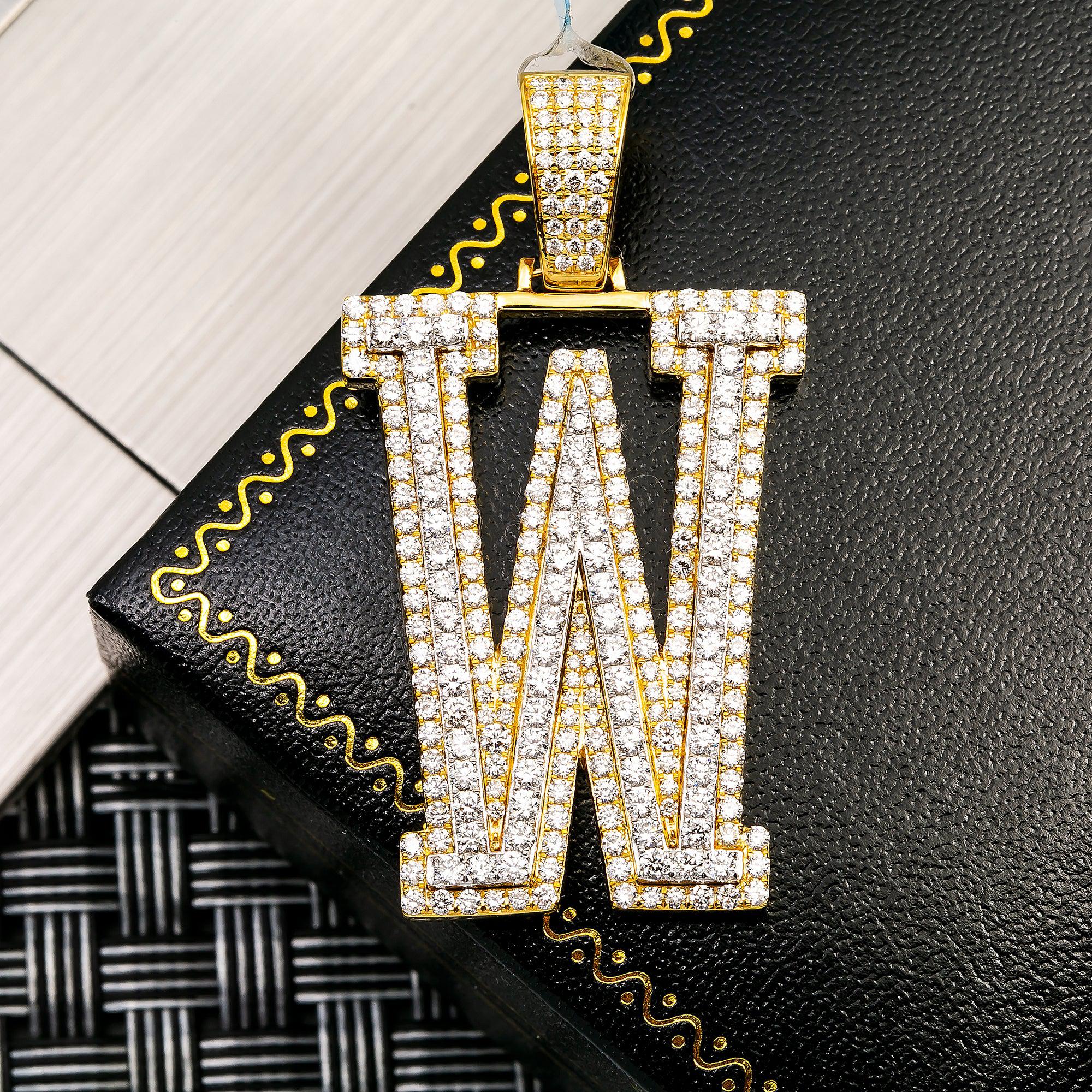 10K YELLOW GOLD LETTER W PENDANT WITH 4.85 CT DIAMONDS - Image 2
