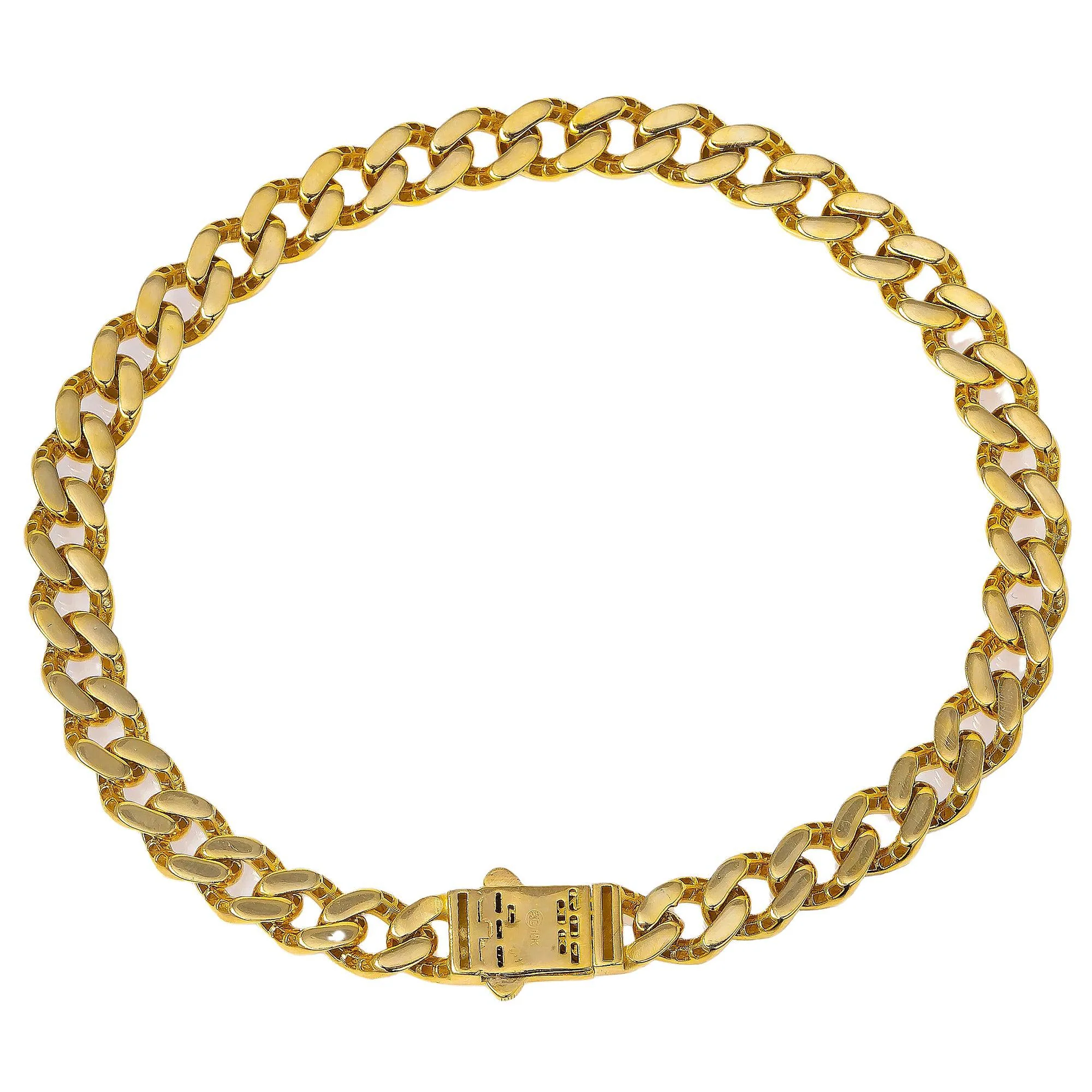 10K YELLOW GOLD DIAMOND CUT CUBAN LINK BRACELET - Image 3