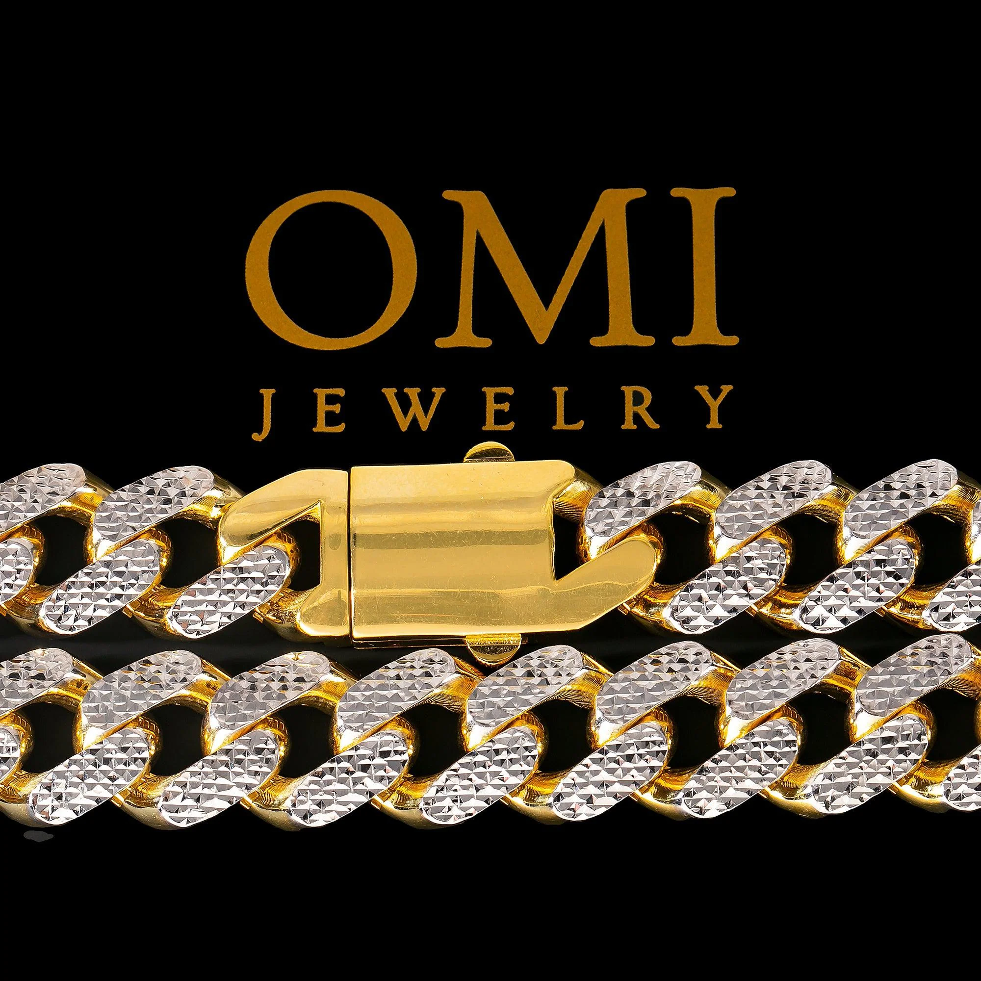 10K HOLLOW YELLOW GOLD 14.5MM DIAMOND CUT CUBAN LINK CHAIN - Image 2