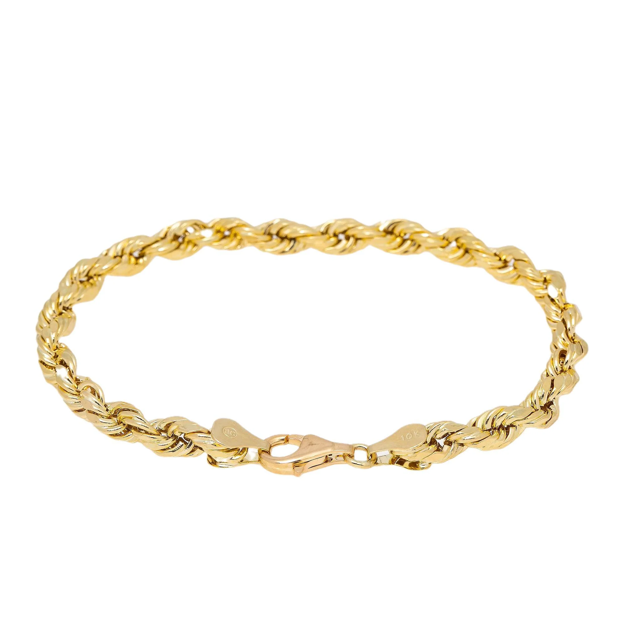 HOLLOW 5MM 10K YELLOW GOLD ROPE BRACELET - Image 3