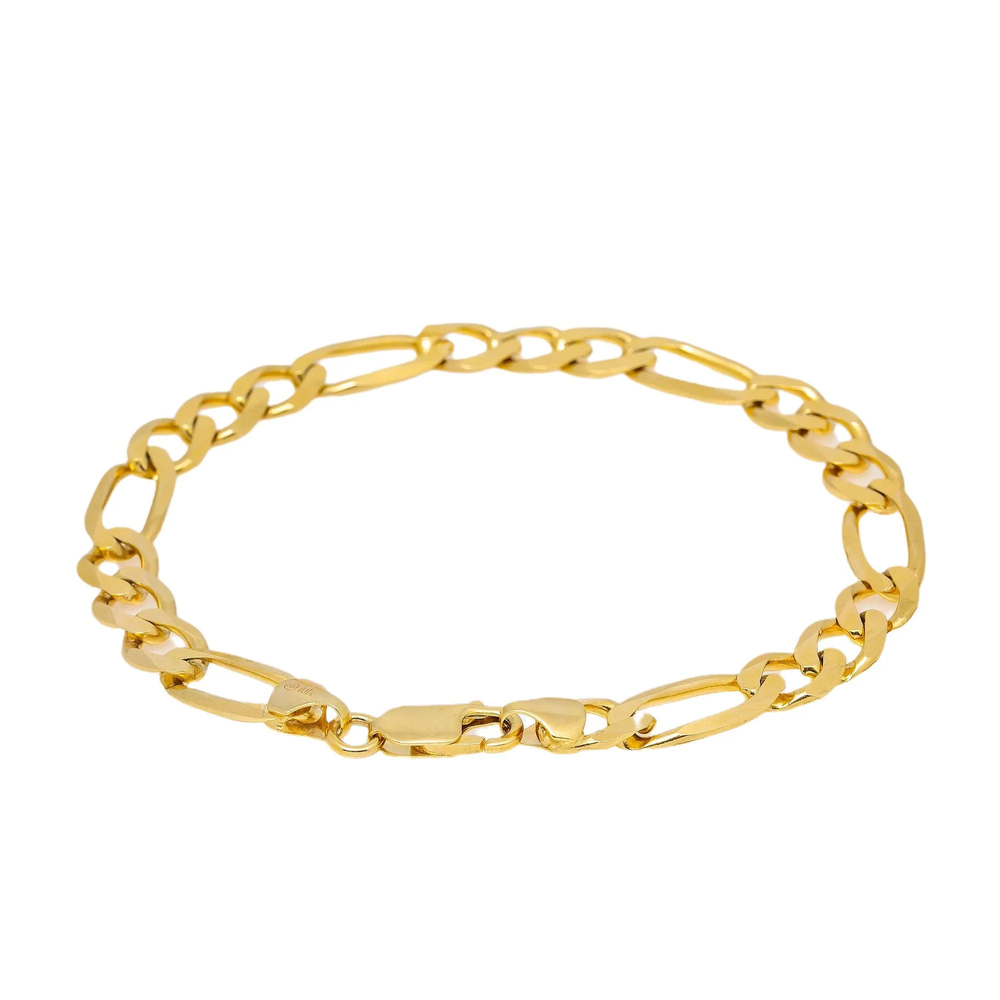10K YELLOW GOLD FIGARO BRACELET - Image 3