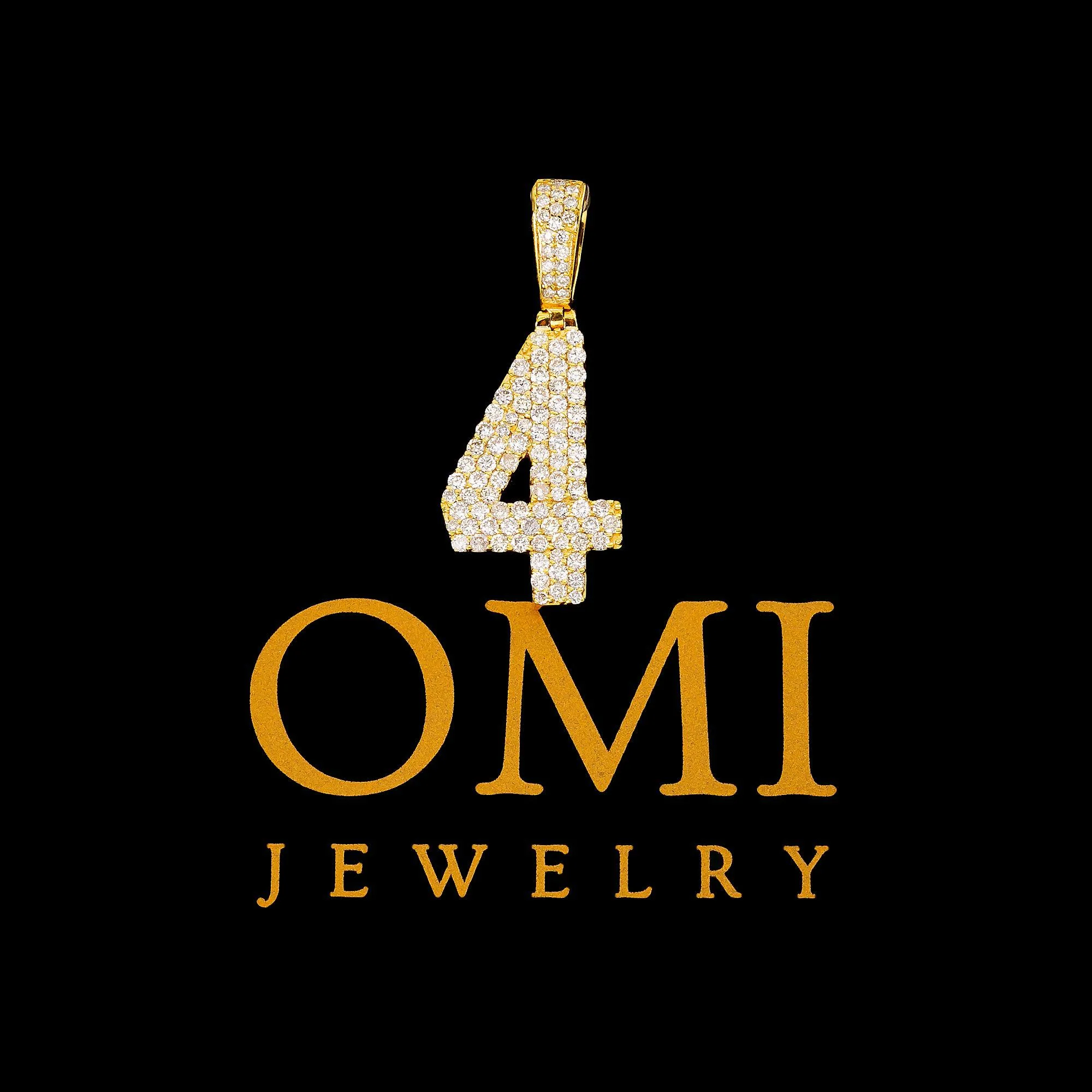 10K YELLOW GOLD DIAMOND #4 PENDANT - Image 2