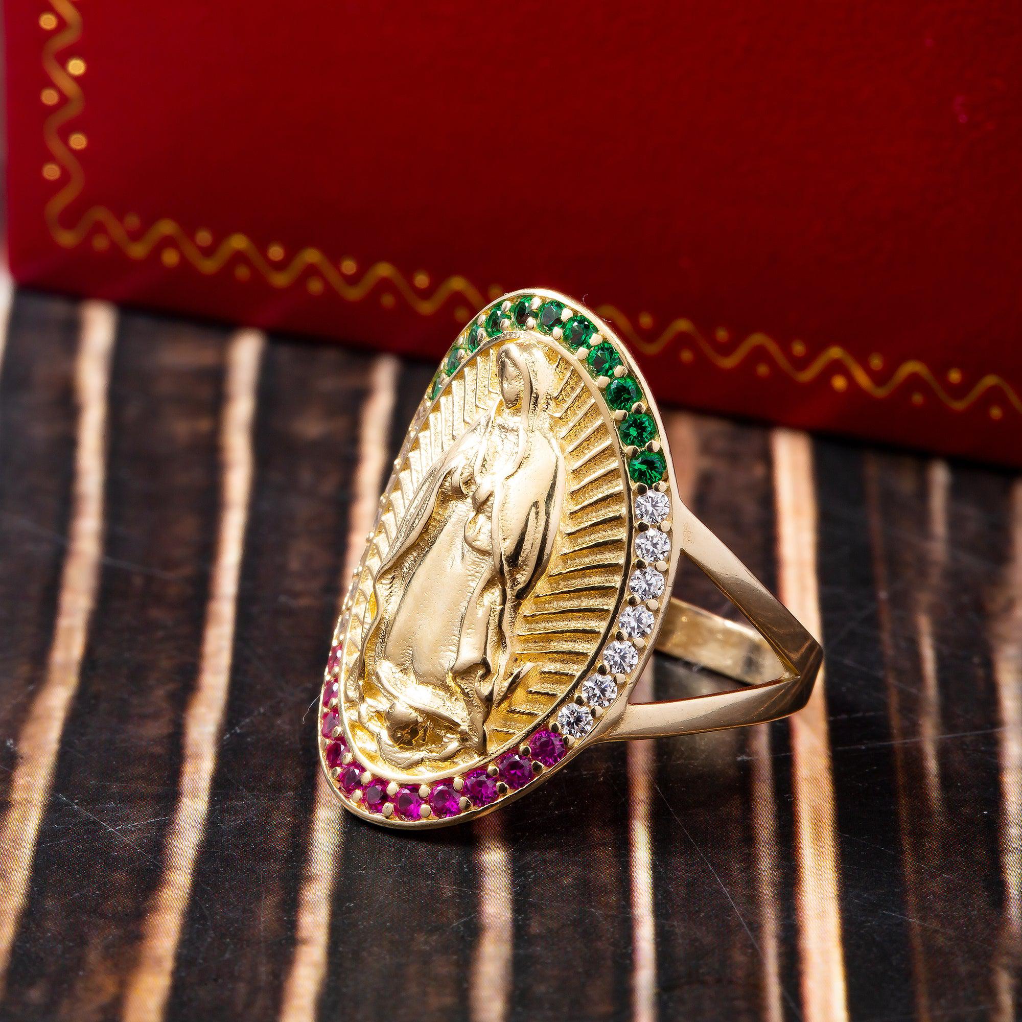 10K Yellow Gold St. Jude Green and Purple Gemstone Ring - Image 3