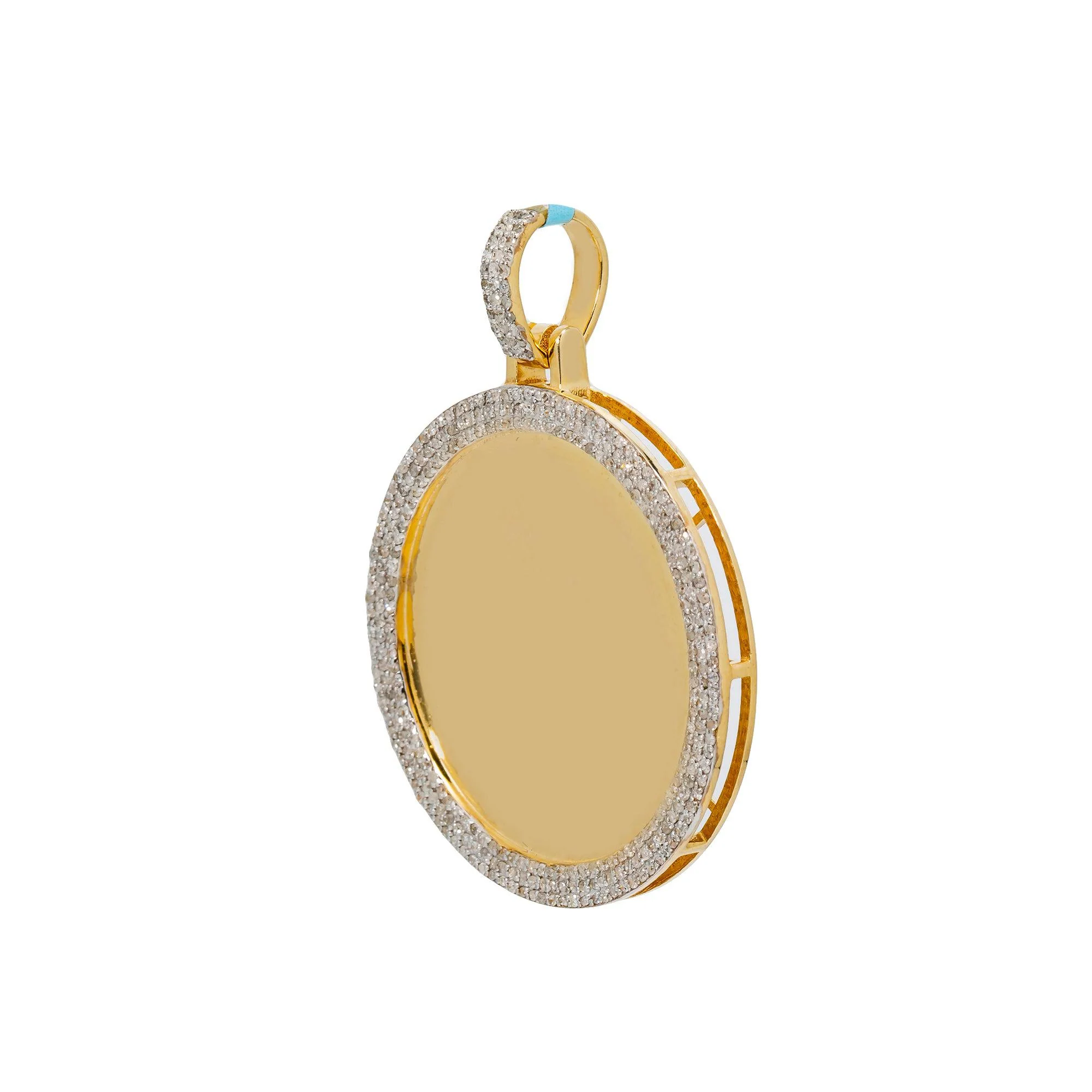 10K YELLOW GOLD UNISEX PICTURE PENDANT WITH 1.14 CT DIAMONDS - Image 3