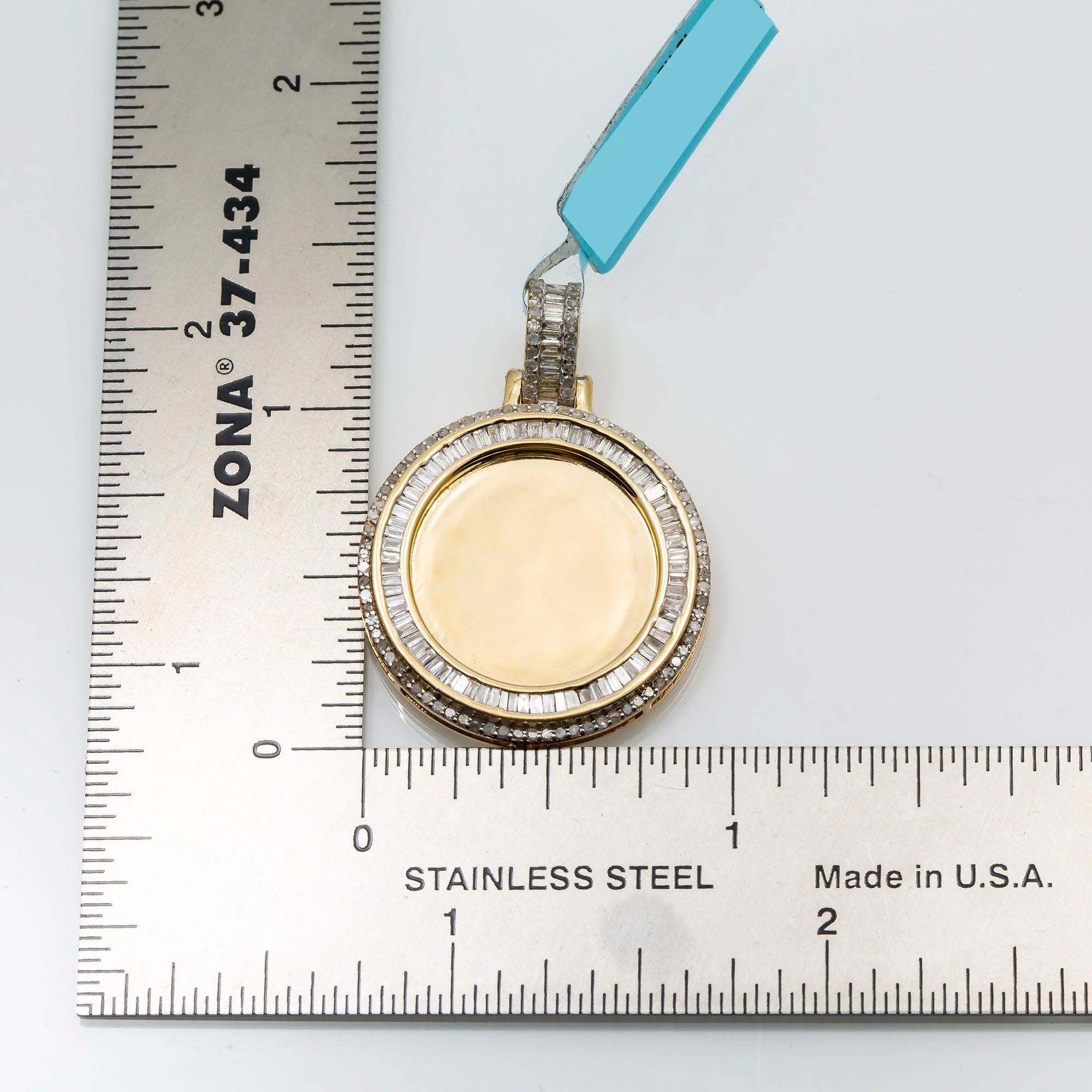 10K YELLOW GOLD ROUND AND BAGUETTE DIAMOND PICTURE PENDANT 1.27 CT - Image 4