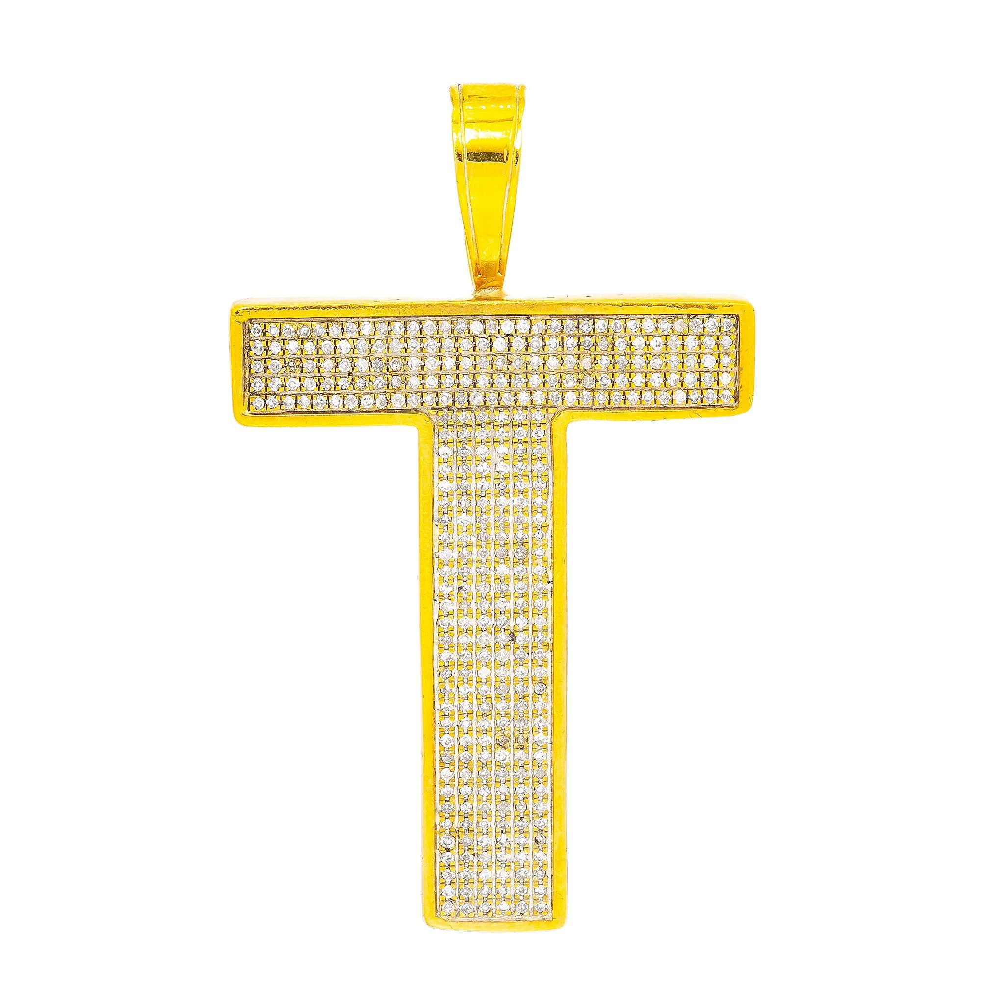 10K Yellow Gold Unisex T Letter with 1.05 CT Diamond - Image 3