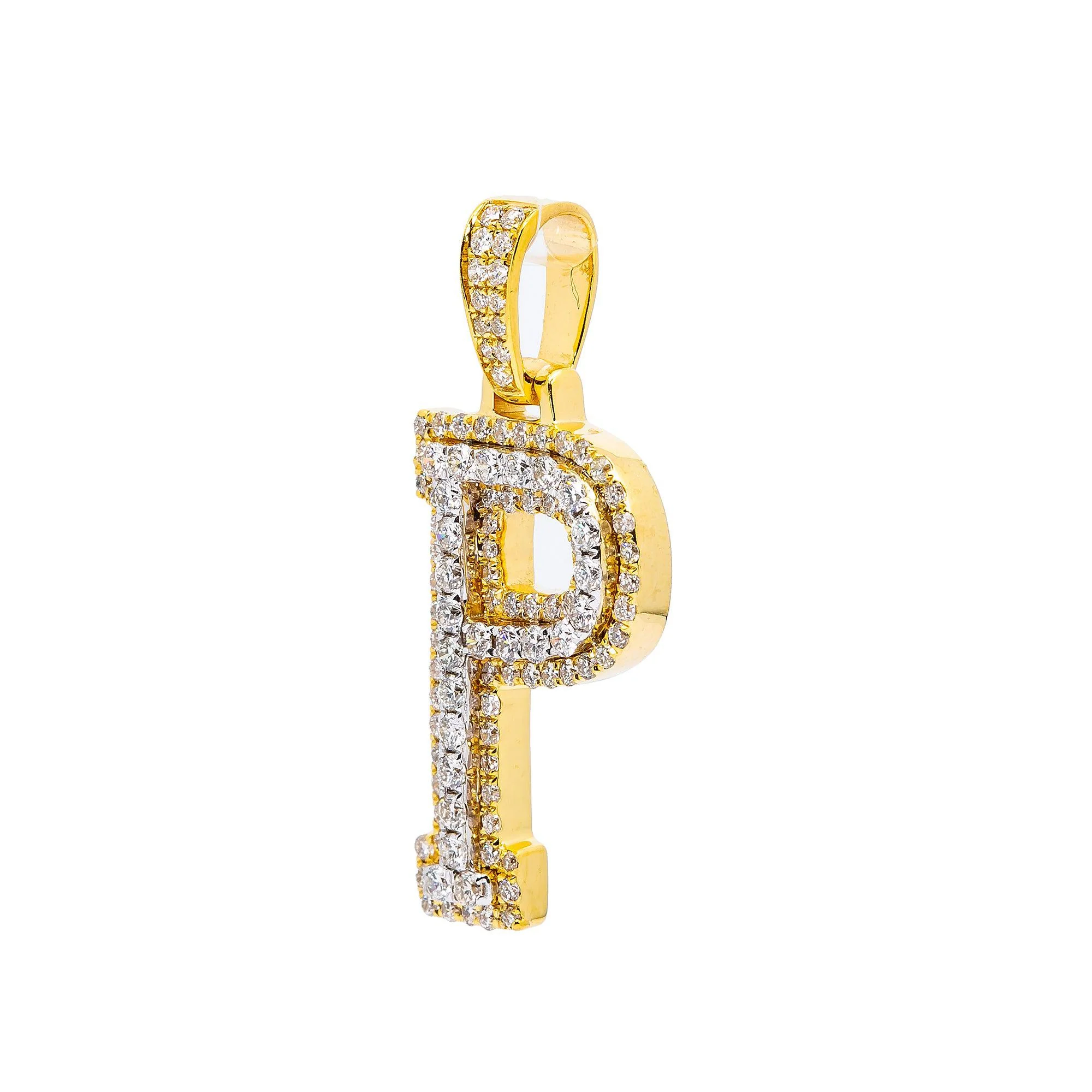 10K YELLOW LETTER P PENDANT WITH 0.75 CT DIAMONDS - Image 3