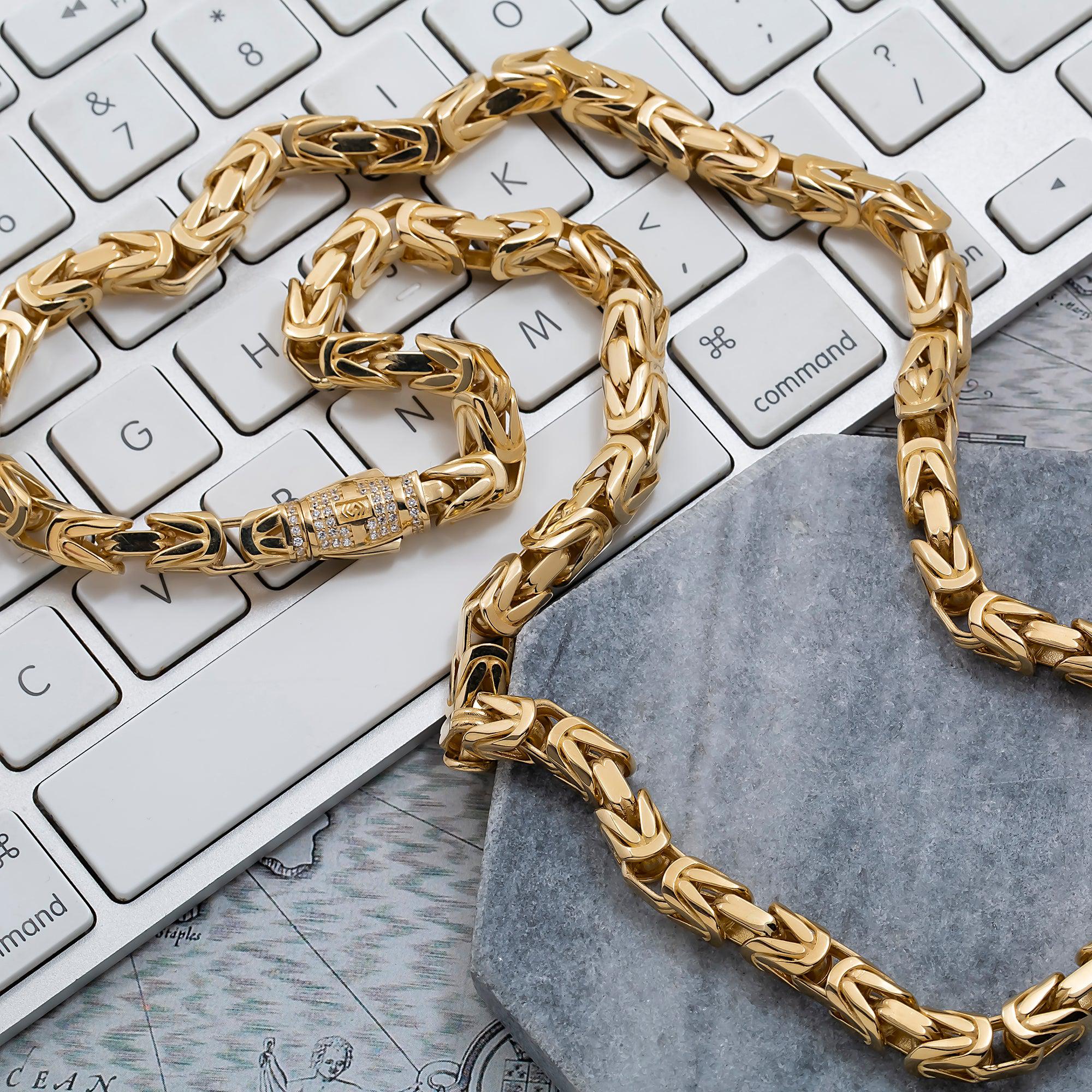 14K GOLD 4MM BYZANTINE CHAIN - Image 4