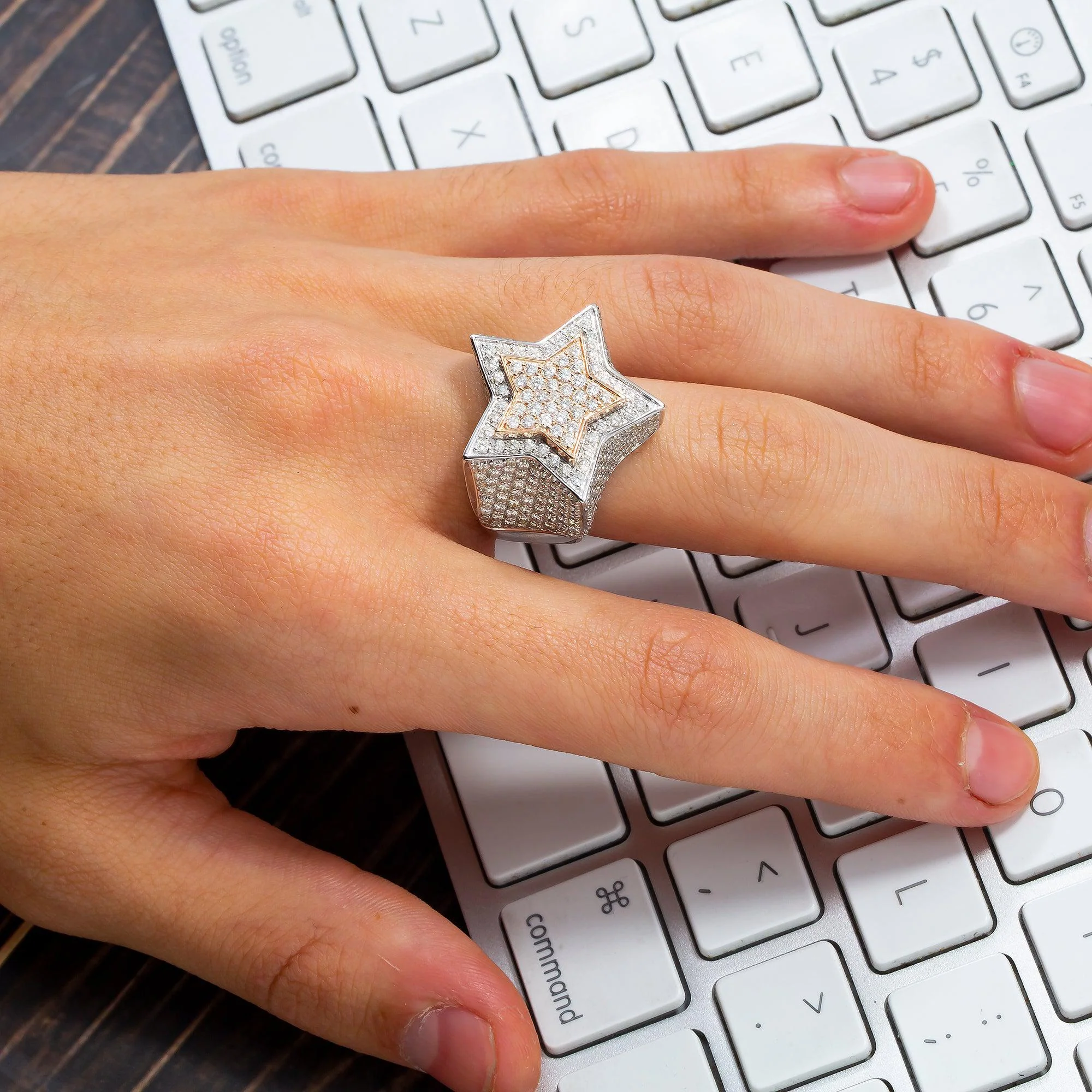 14K GOLD DIAMOND 3D STAR RING 5 CT - Image 2