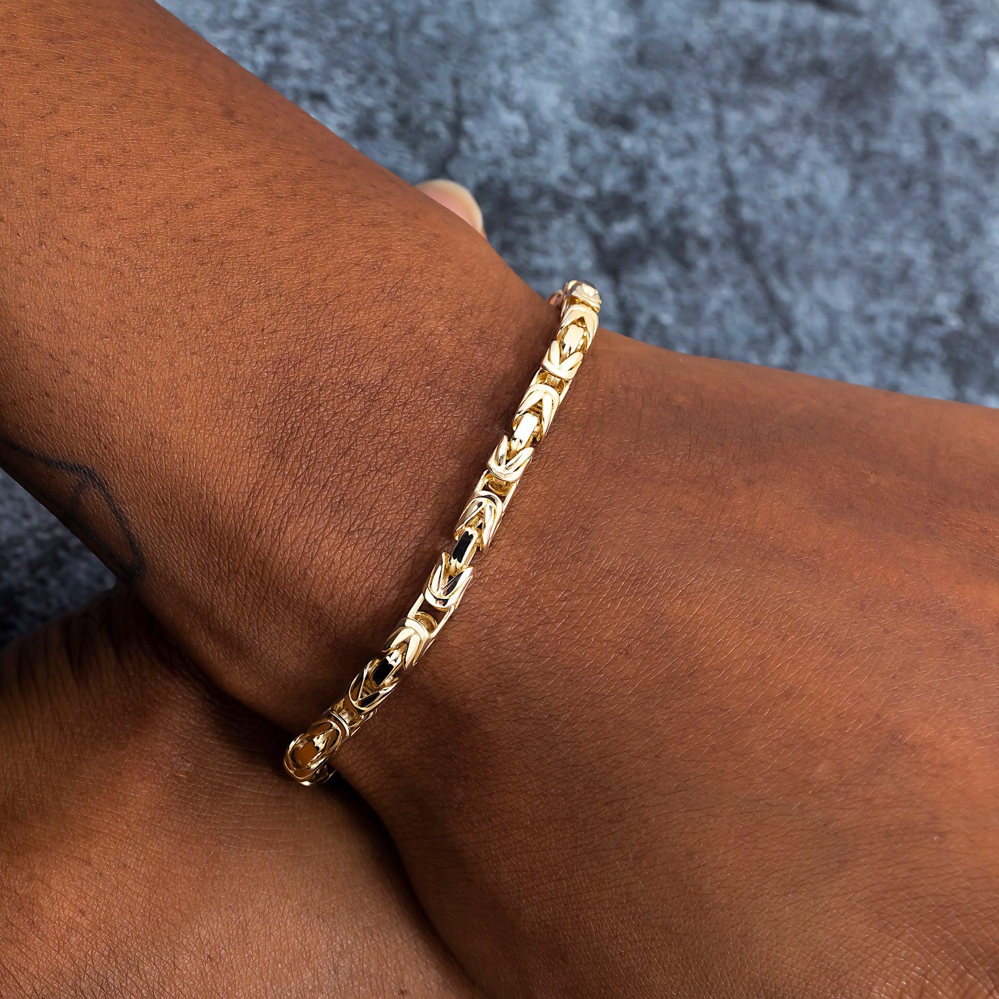 14K SOLID GOLD 3MM BYZANTINE CHAIN BRACELET - Image 2