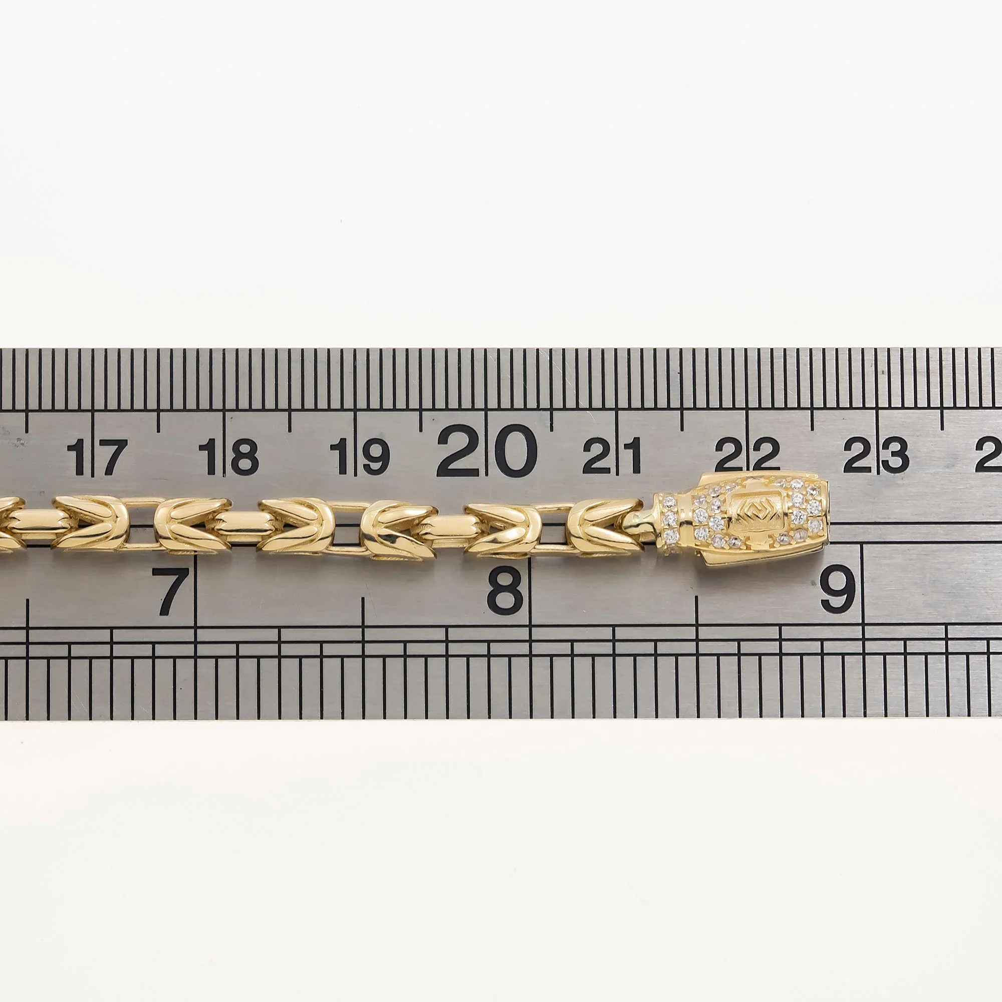 14K SOLID GOLD 3MM BYZANTINE CHAIN BRACELET - Image 4