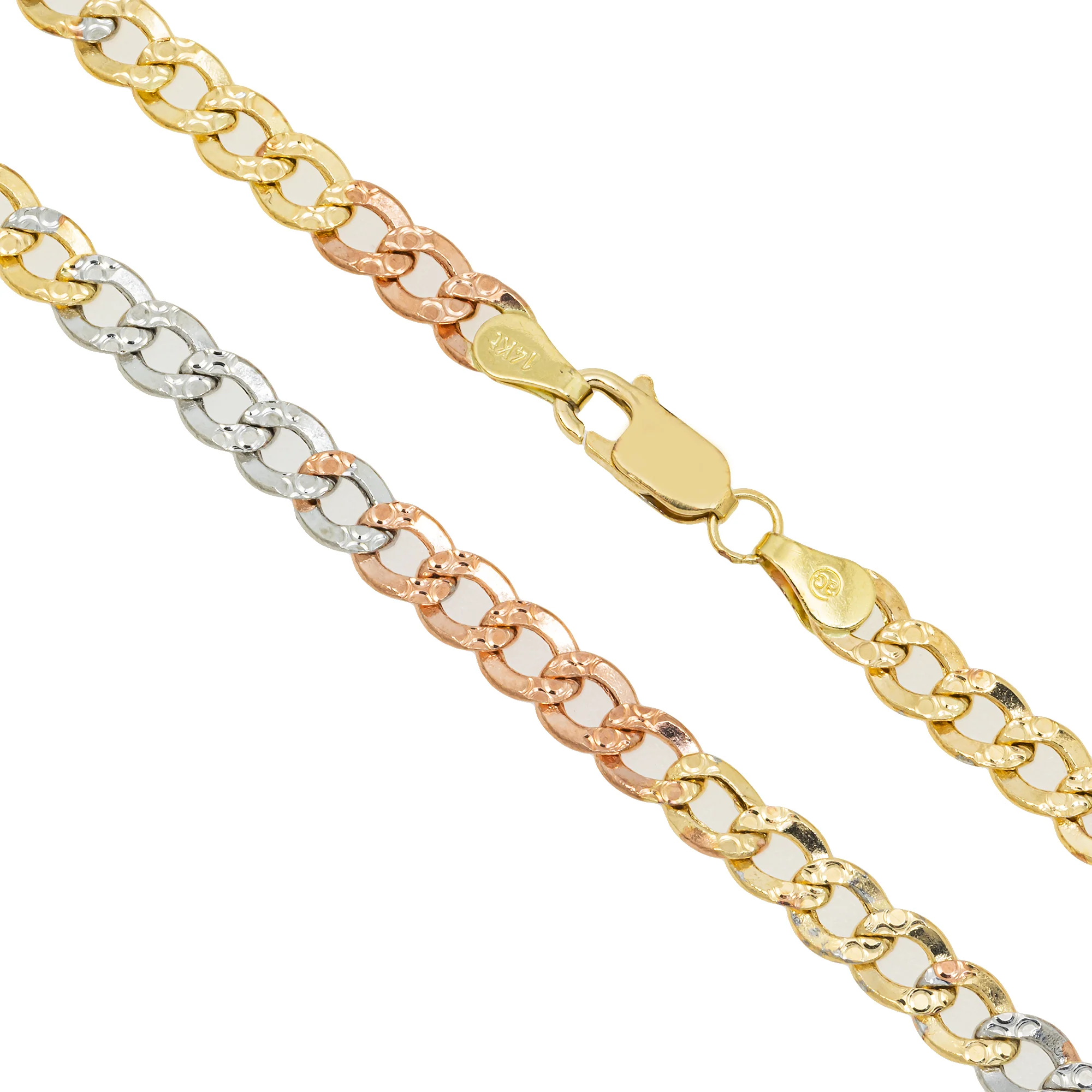 14K GOLD TRICOLOR 5.2MM CUBAN LINK CHAIN - Image 3