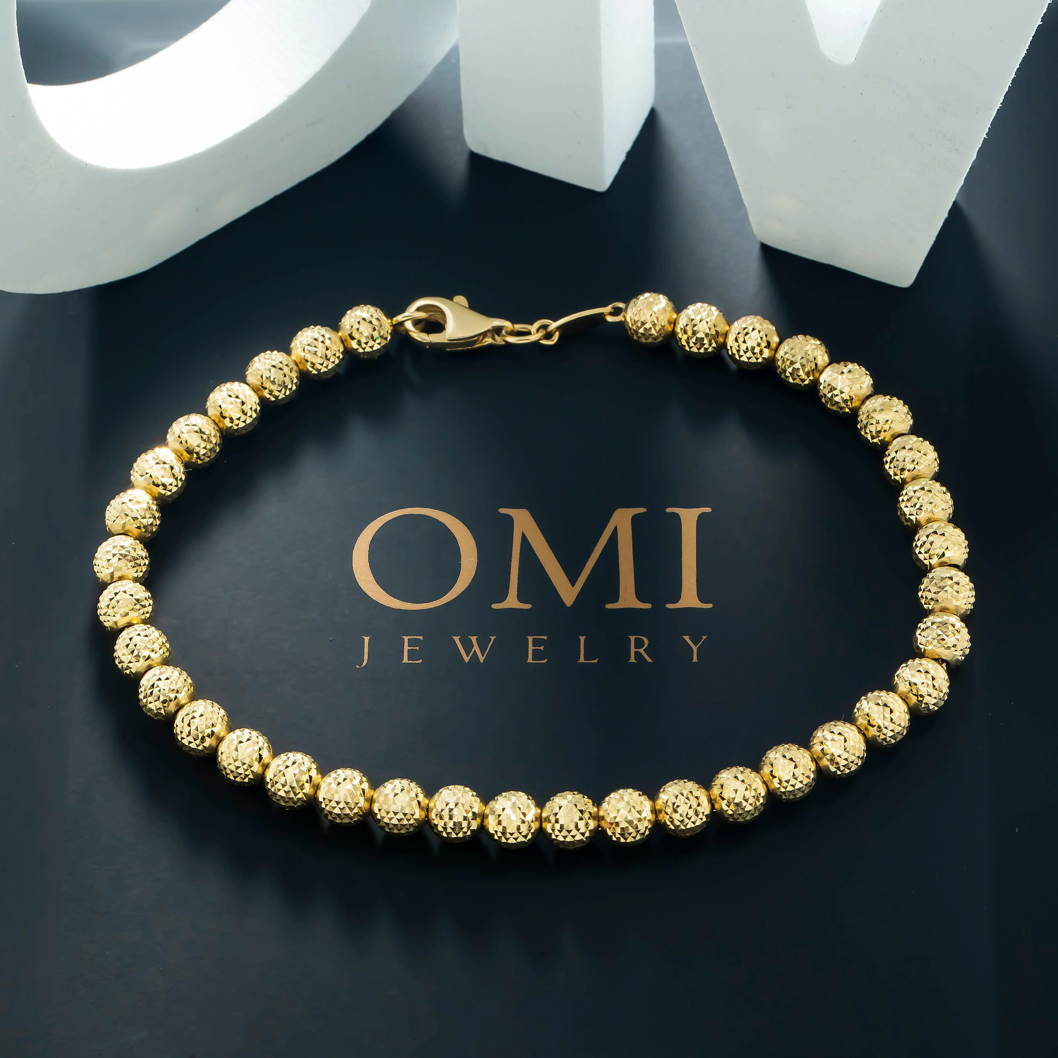 14K GOLD 5MM LASER MOON CHAIN BRACELET - Image 2