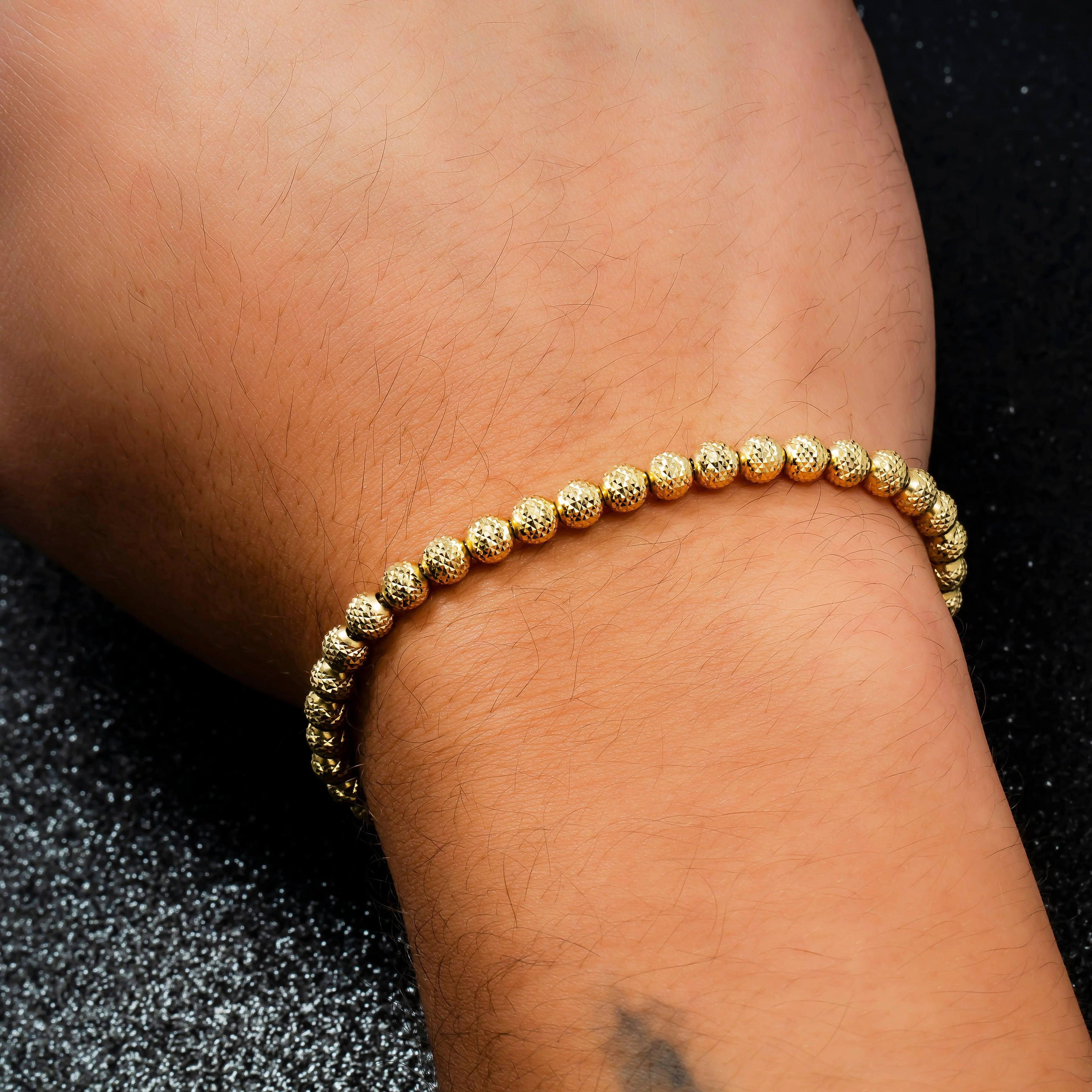 14K GOLD 5MM LASER MOON CHAIN BRACELET - Image 3