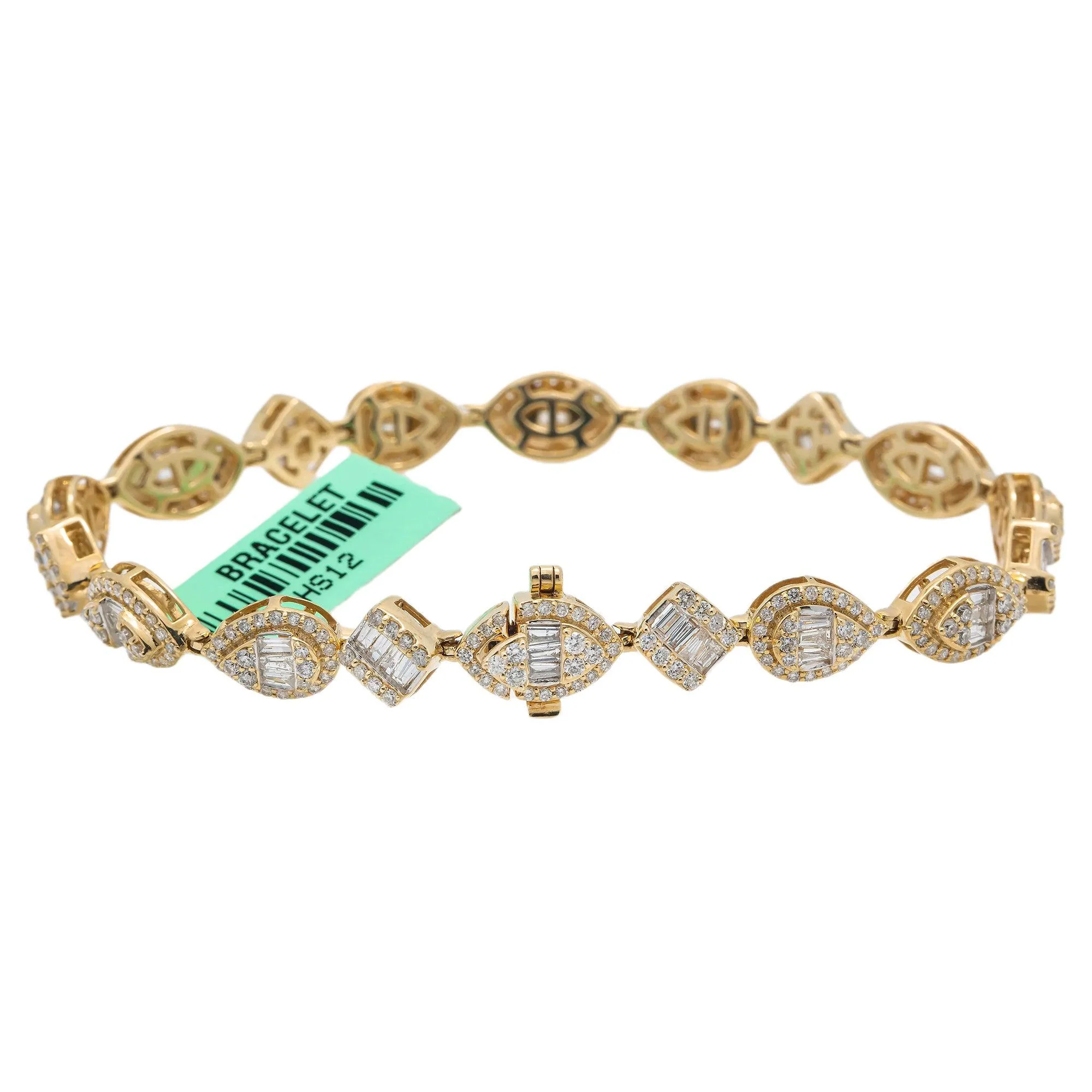 14K GOLD BAGUETTE AND ROUND DIAMONDS BRACELET 4.00 CT - Image 3