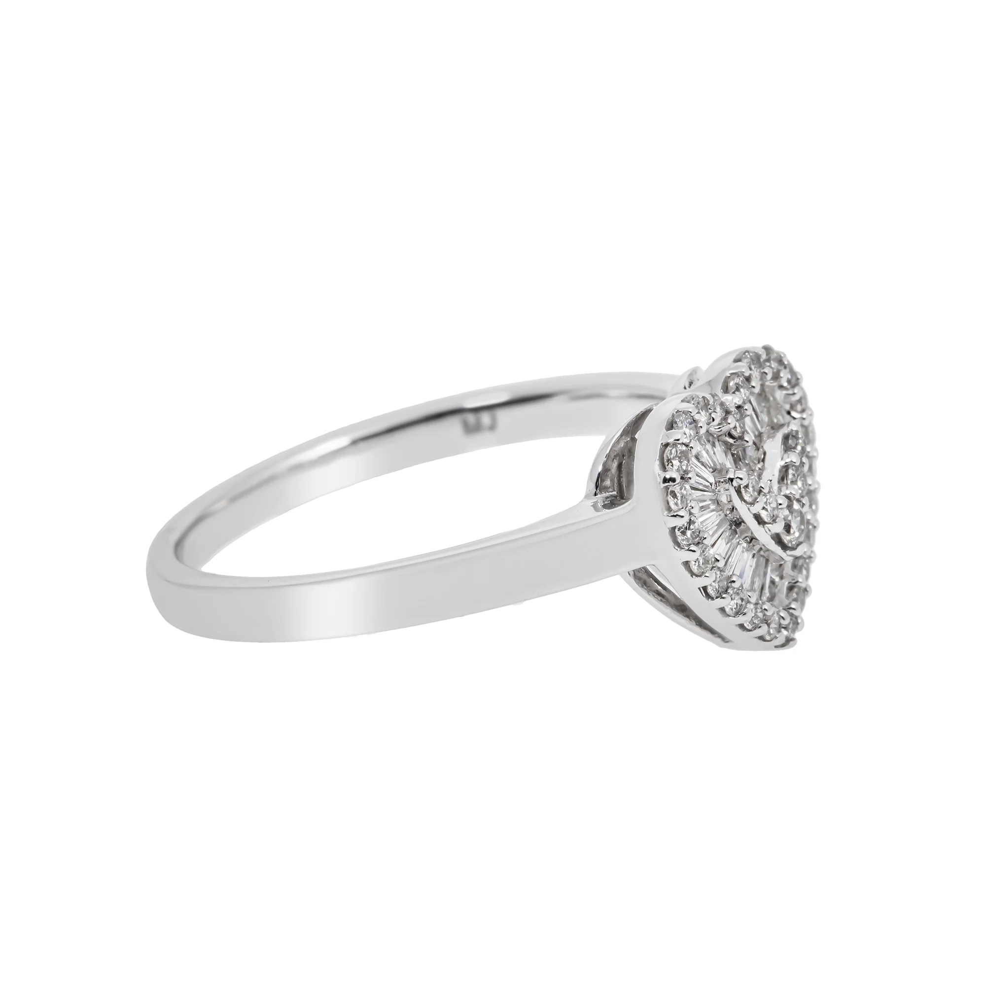 14K GOLD BAGUETTE AND ROUND DIAMOND HEART RING 0.35 CT - Image 3