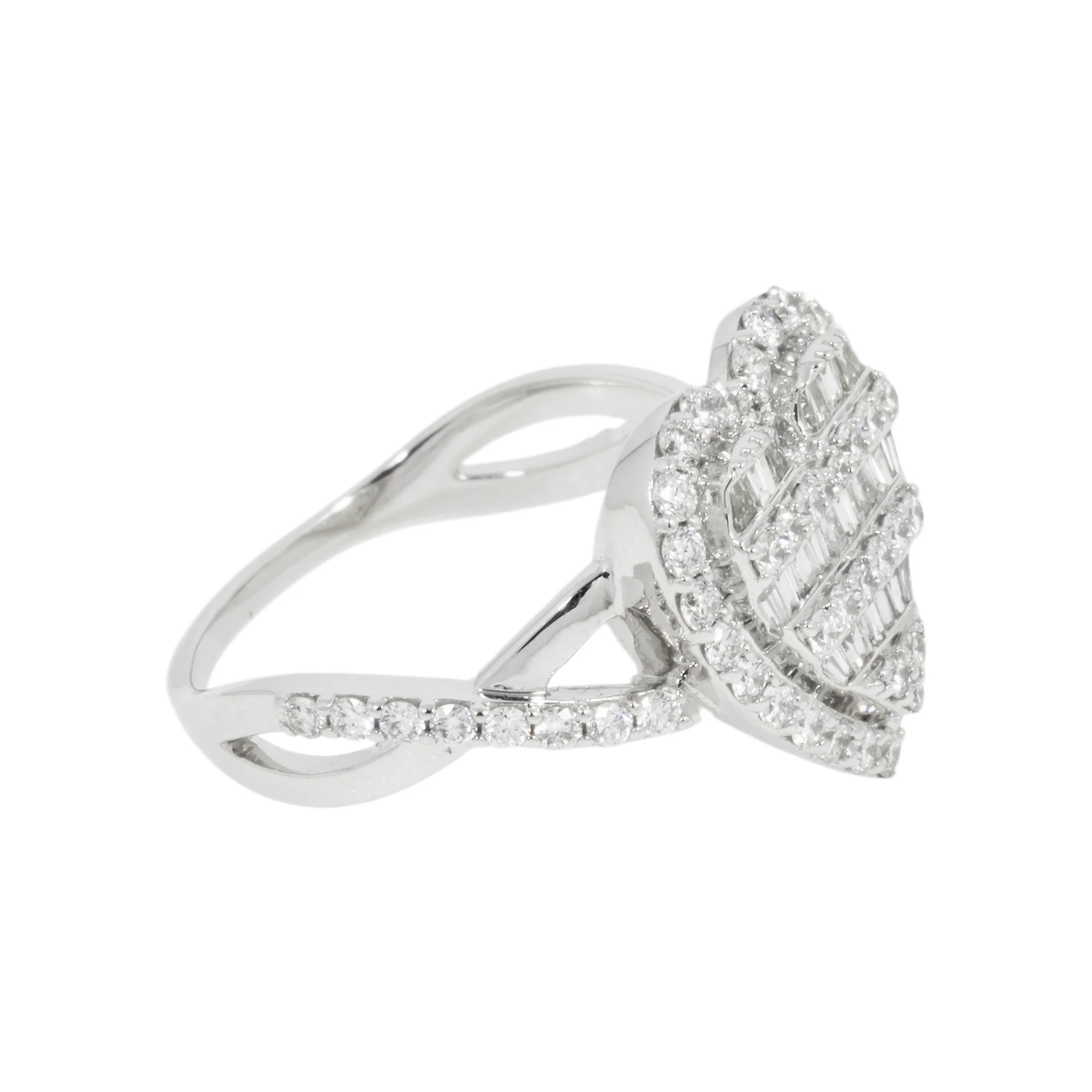 14K GOLD BAGUETTE AND ROUND DIAMOND HEART RING 0.92 CT - Image 3
