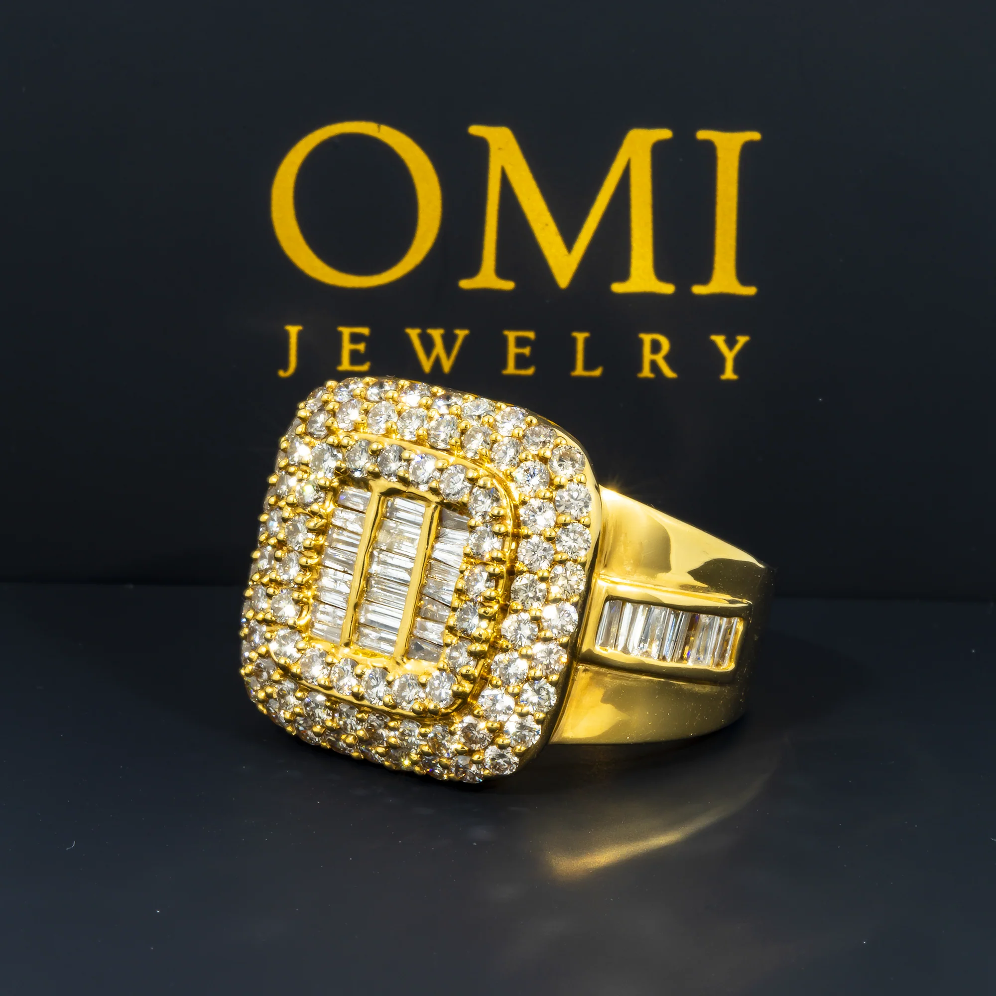14K GOLD BAGUETTE AND ROUND DIAMOND STATEMENT RING 3.98 CT - Image 4