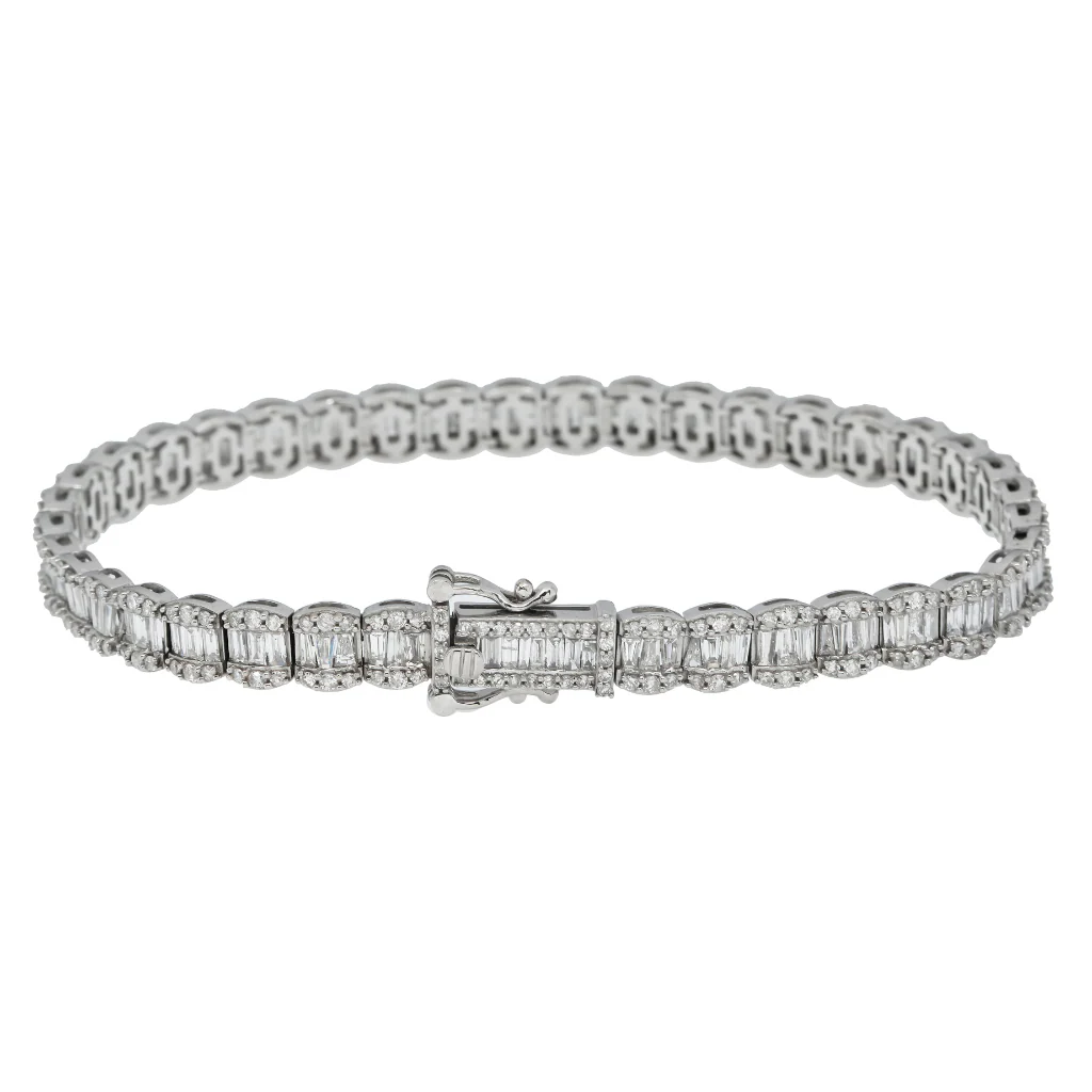 14K GOLD BAGUETTE DIAMONDS BRACELET 7.90 CT - Image 3