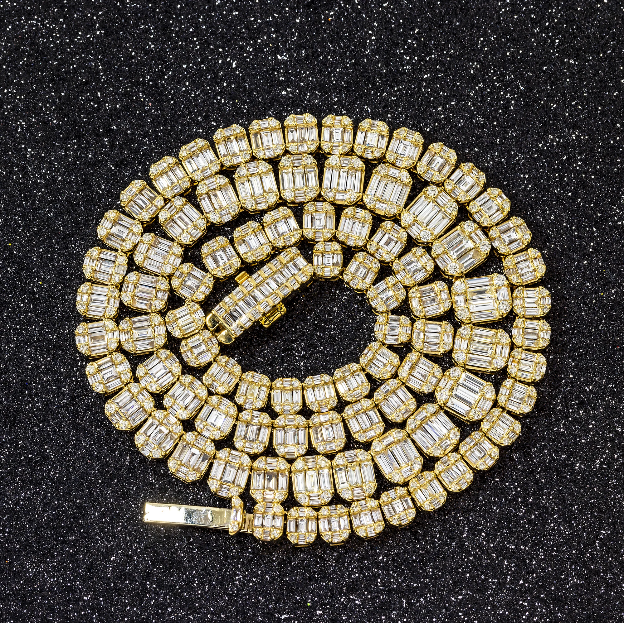 14K GOLD GRADUATED BAGUETTE DIAMOND CHAIN 21.50 CT - Image 4