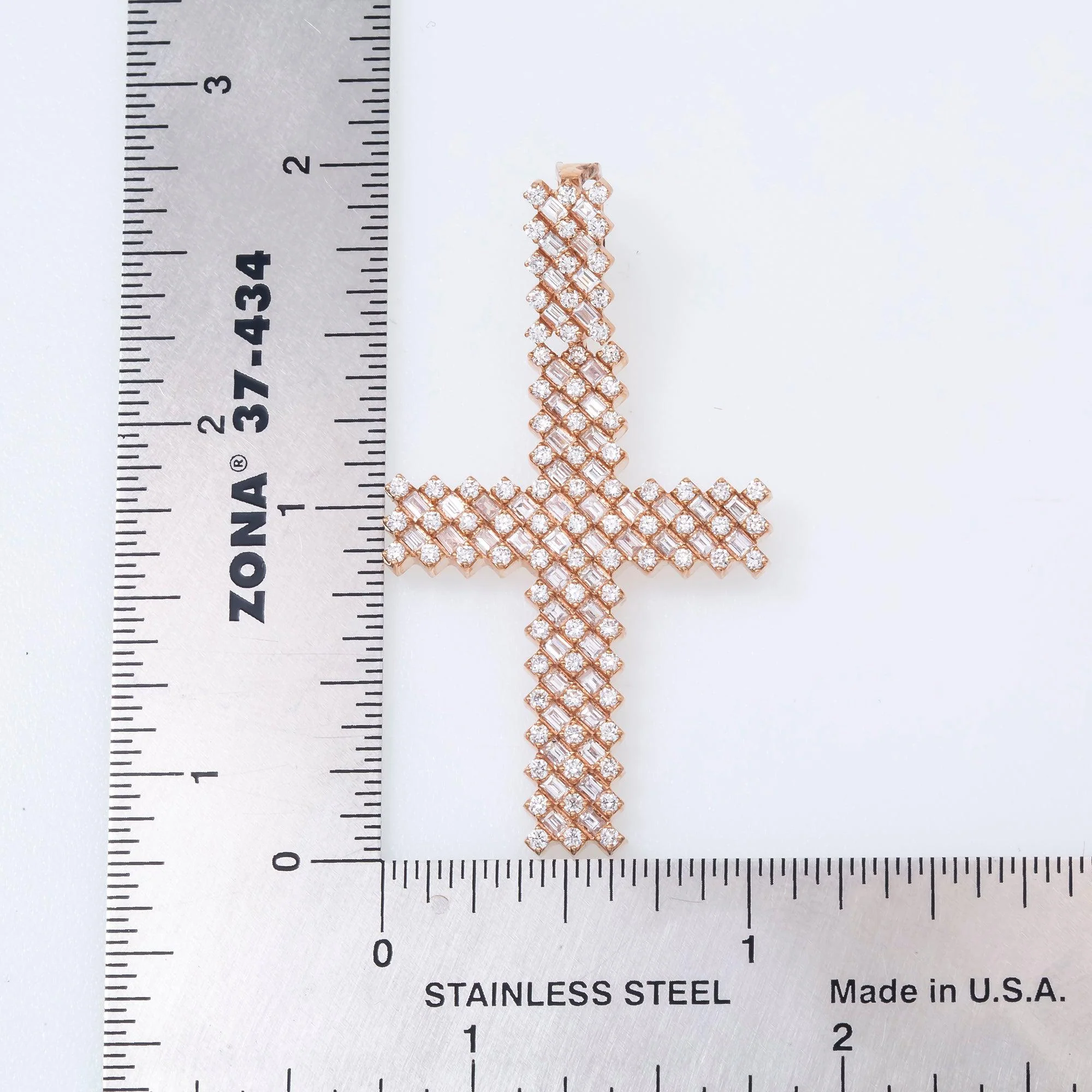 14K GOLD BAGUETTE DIAMOND CROSS PENDANT 2.85 CT - Image 3