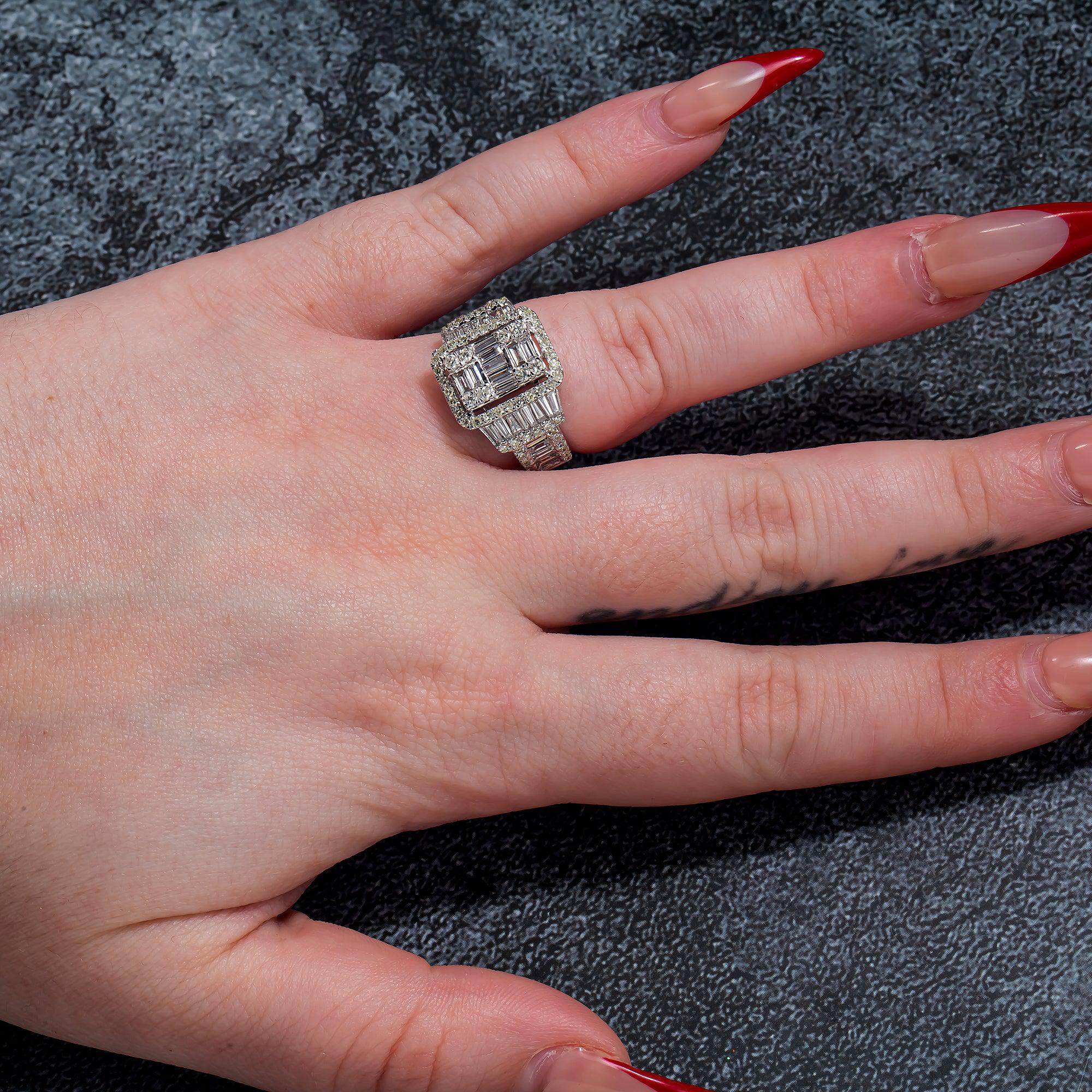 14K GOLD BAGUETTE DIAMOND ENGAGEMENT RING 2.22 CT - Image 2