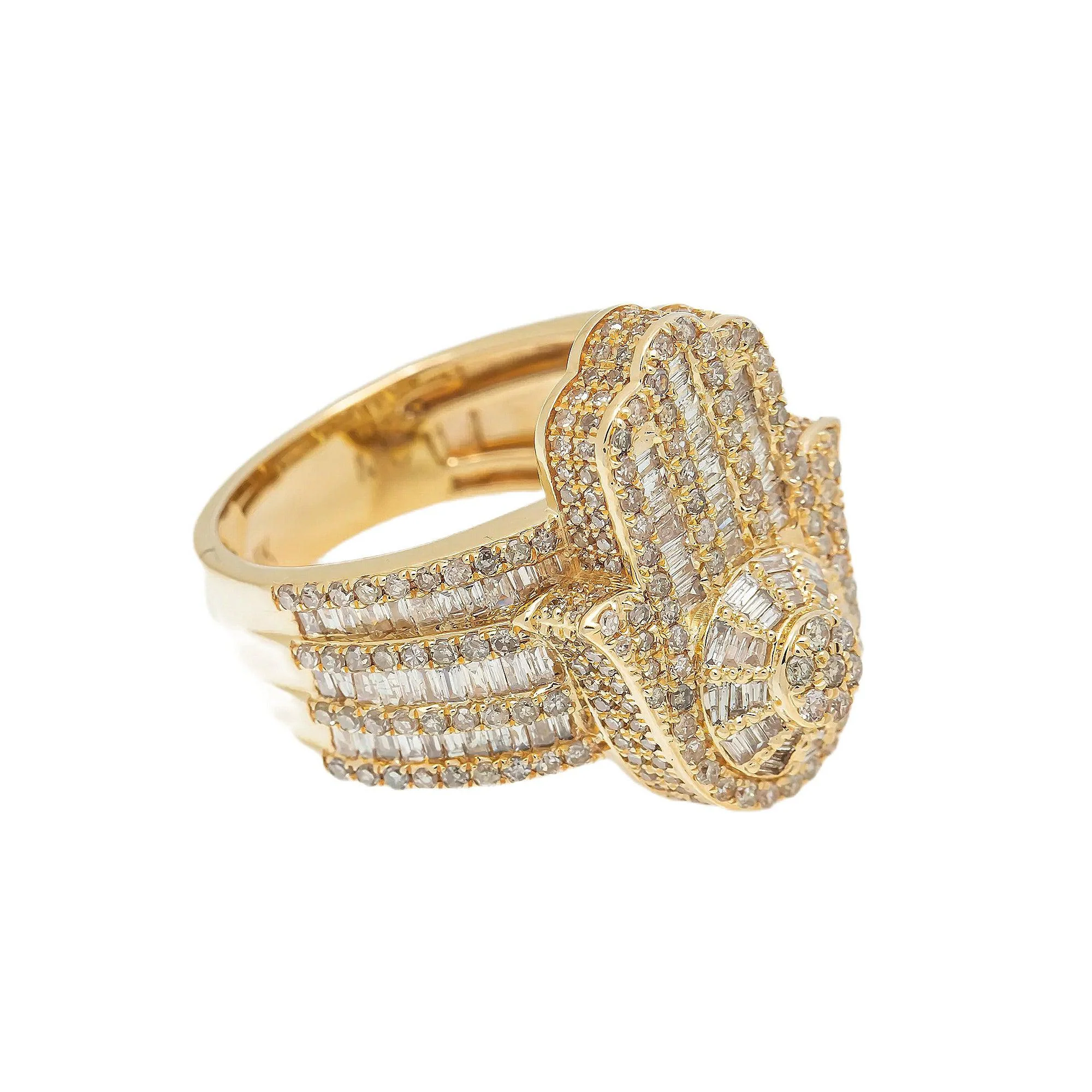 14K GOLD BAGUETTE DIAMOND HAMSA RING - Image 3