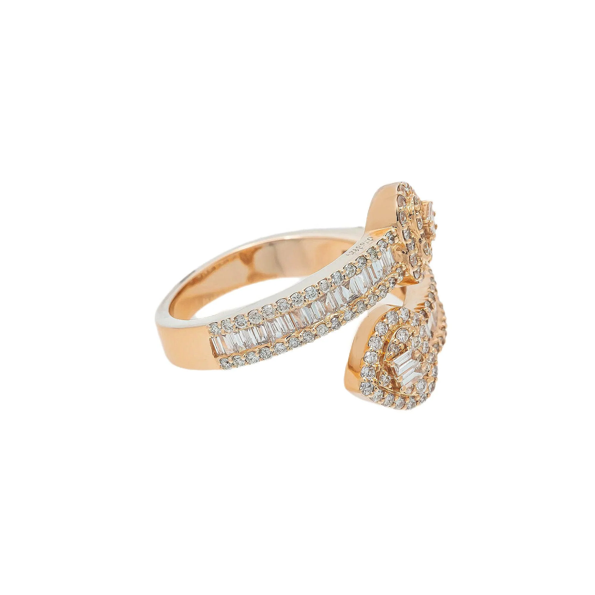14K GOLD BAGUETTE DIAMOND MEN'S HEART SHAPED RING 1.02 CT - Image 3