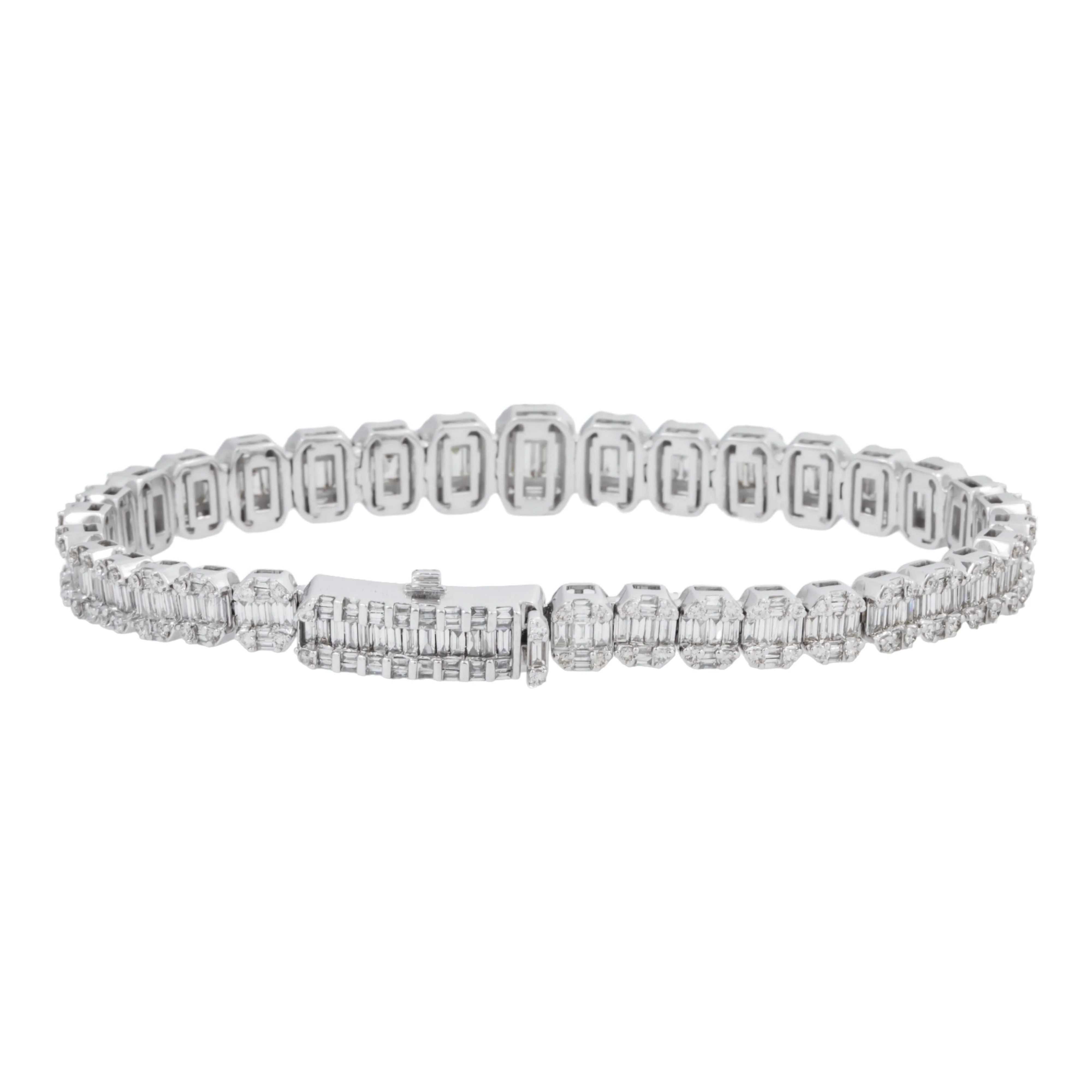 14K GOLD BAGUETTE DIAMONDS BRACELET 9.75 CT - Image 3