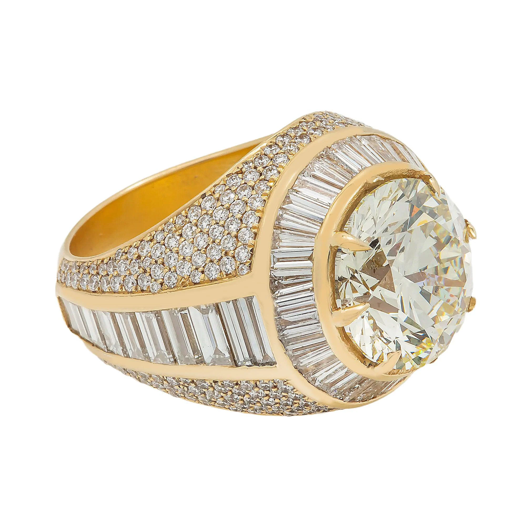 14K GOLD BAGUETTE ROUND CLUSTER DIAMOND RING 9.50 CT - Image 3