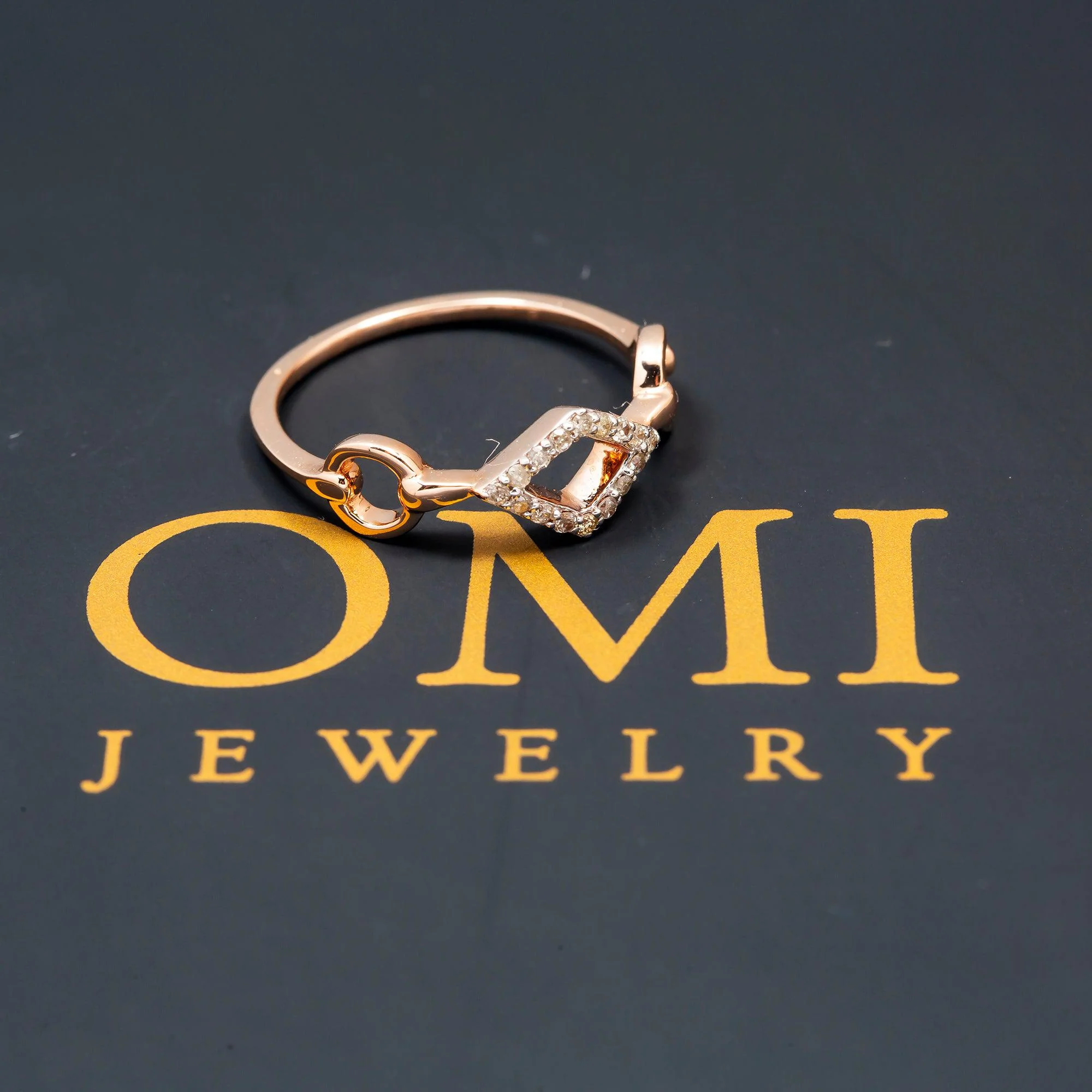 14K GOLD DIAMOND BAND OPEN CIRCLE AND KITE RING 0.10 CT - Image 10