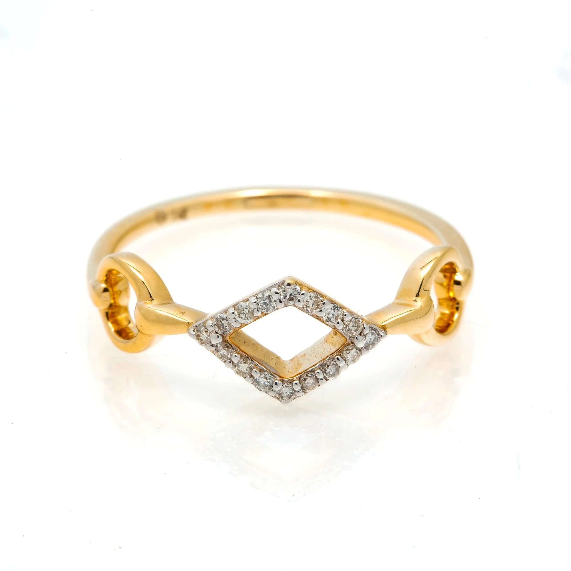 14K GOLD DIAMOND BAND OPEN CIRCLE AND KITE RING 0.10 CT - Image 5