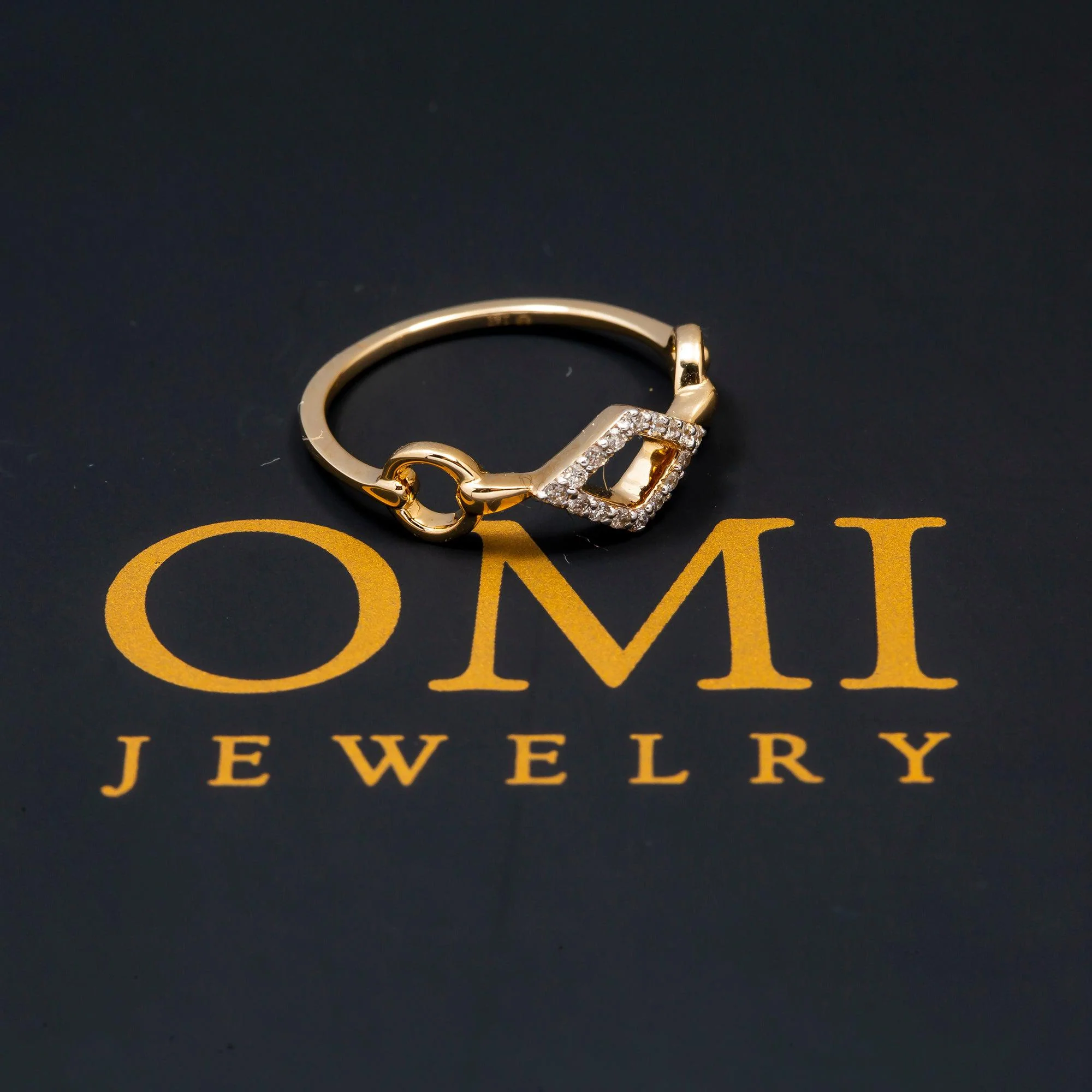 14K GOLD DIAMOND BAND OPEN CIRCLE AND KITE RING 0.10 CT - Image 7