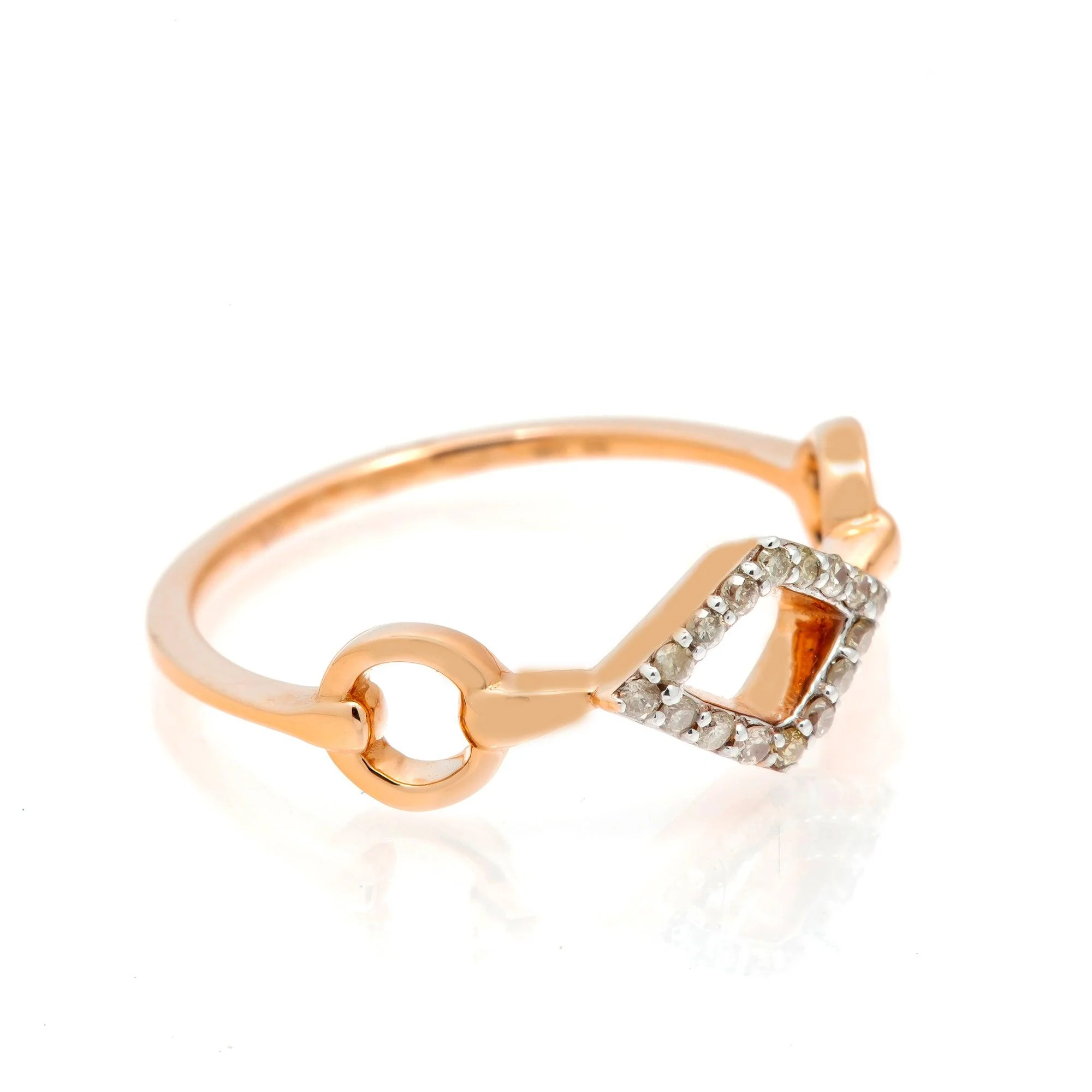 14K GOLD DIAMOND BAND OPEN CIRCLE AND KITE RING 0.10 CT - Image 9