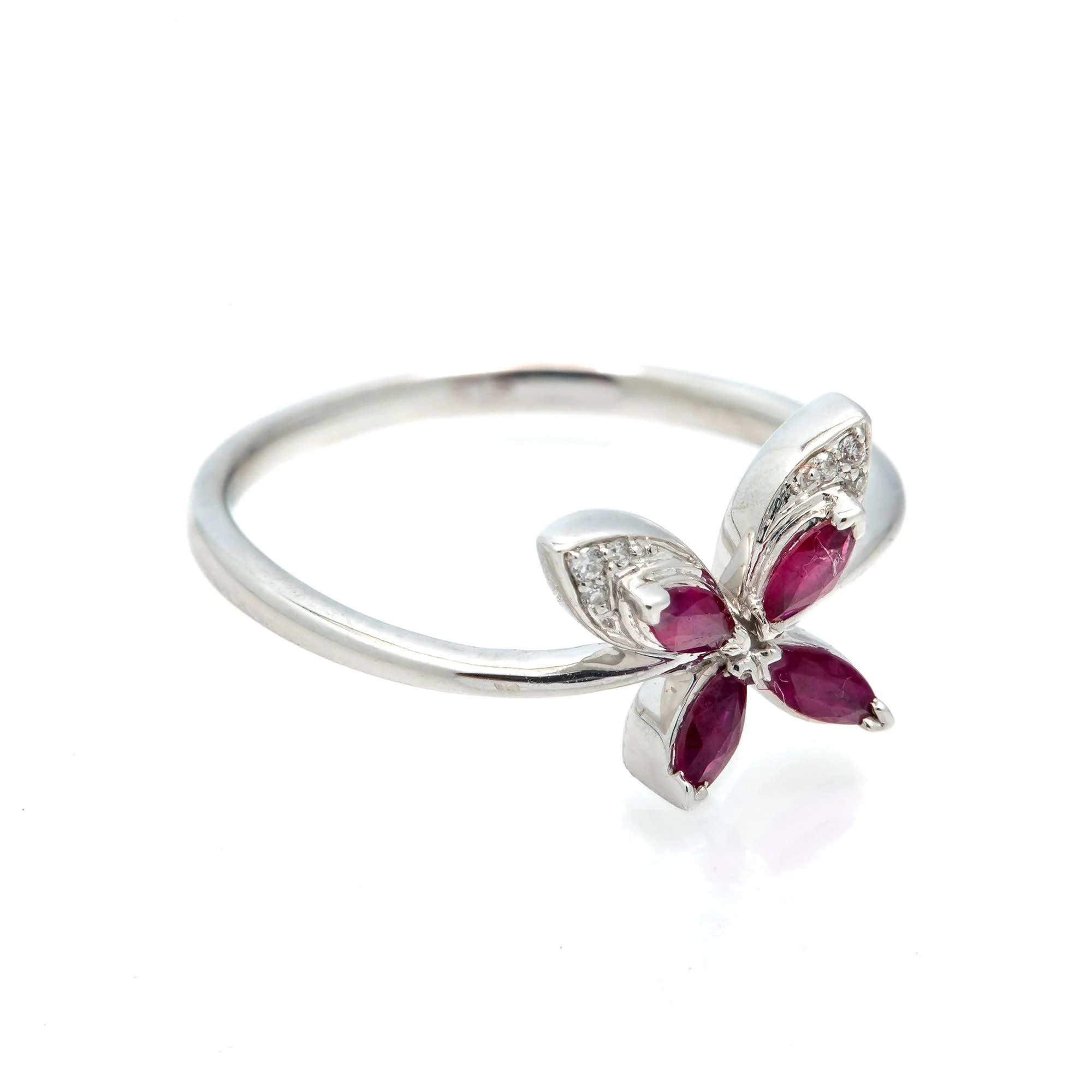 14K GOLD DIAMOND BUTTERFLY WITH SAPPHIRE WINGS RING 0.05 CT - Image 2