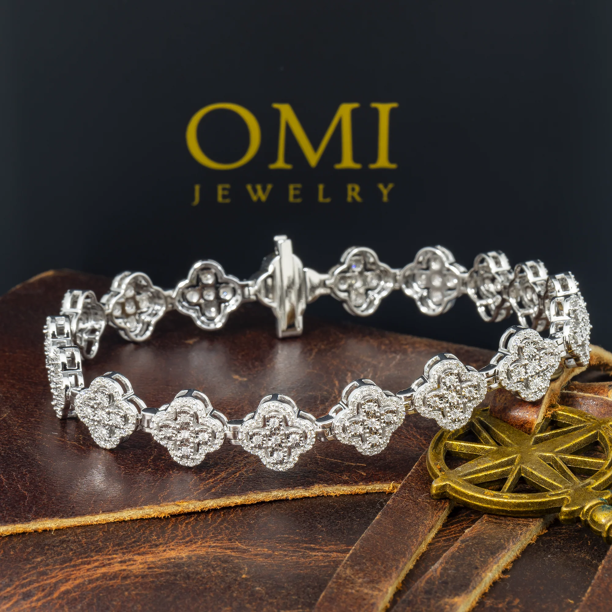 14K GOLD CLOVER BRACELET 1.86 CT - Image 4